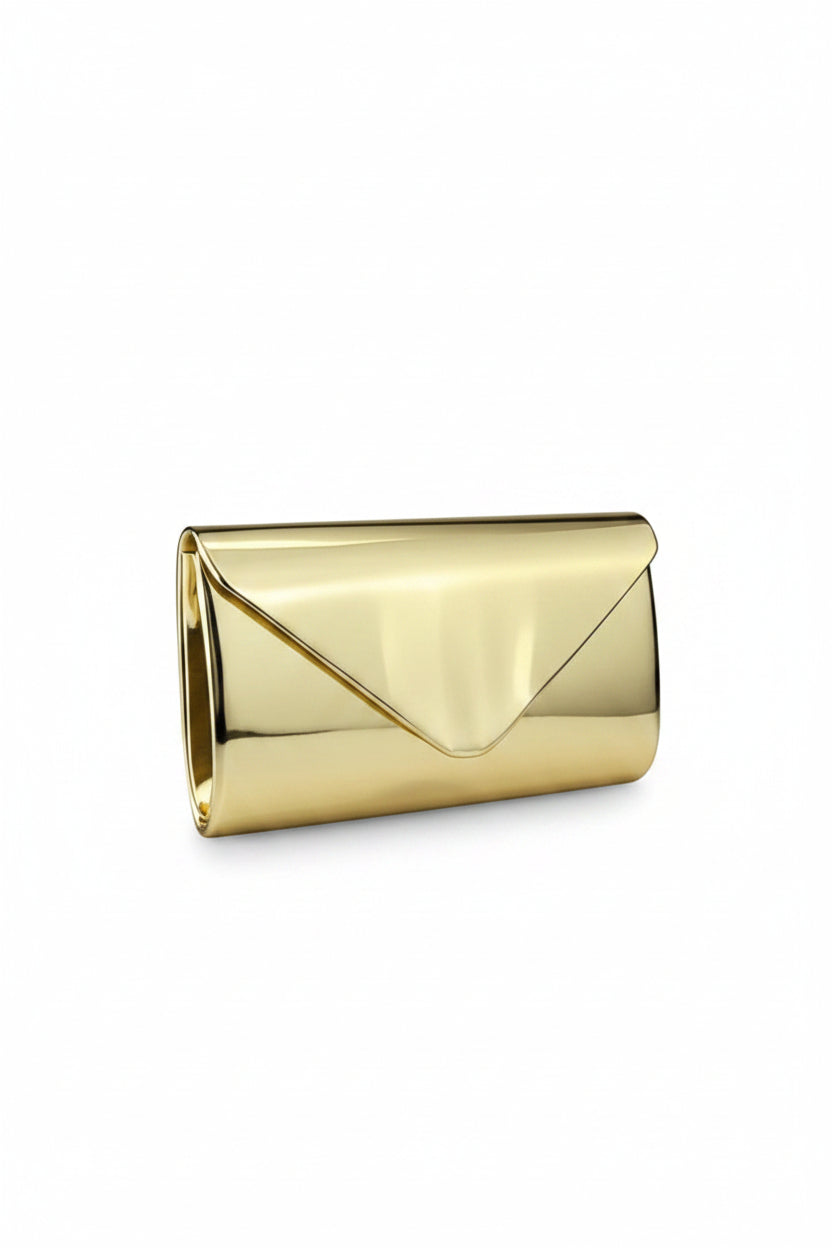 Honey Couture VIVIENNE Metallic Envelope Clutch Bag