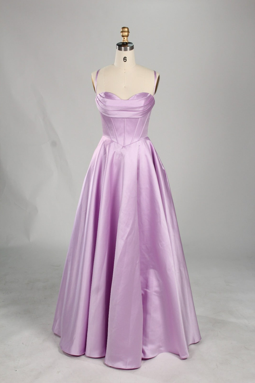 Honey Couture BRIELLA Designer Prom Dress in lilac satin, featuring a corset bodice and ball gown silhouette for Australian Formal Store.