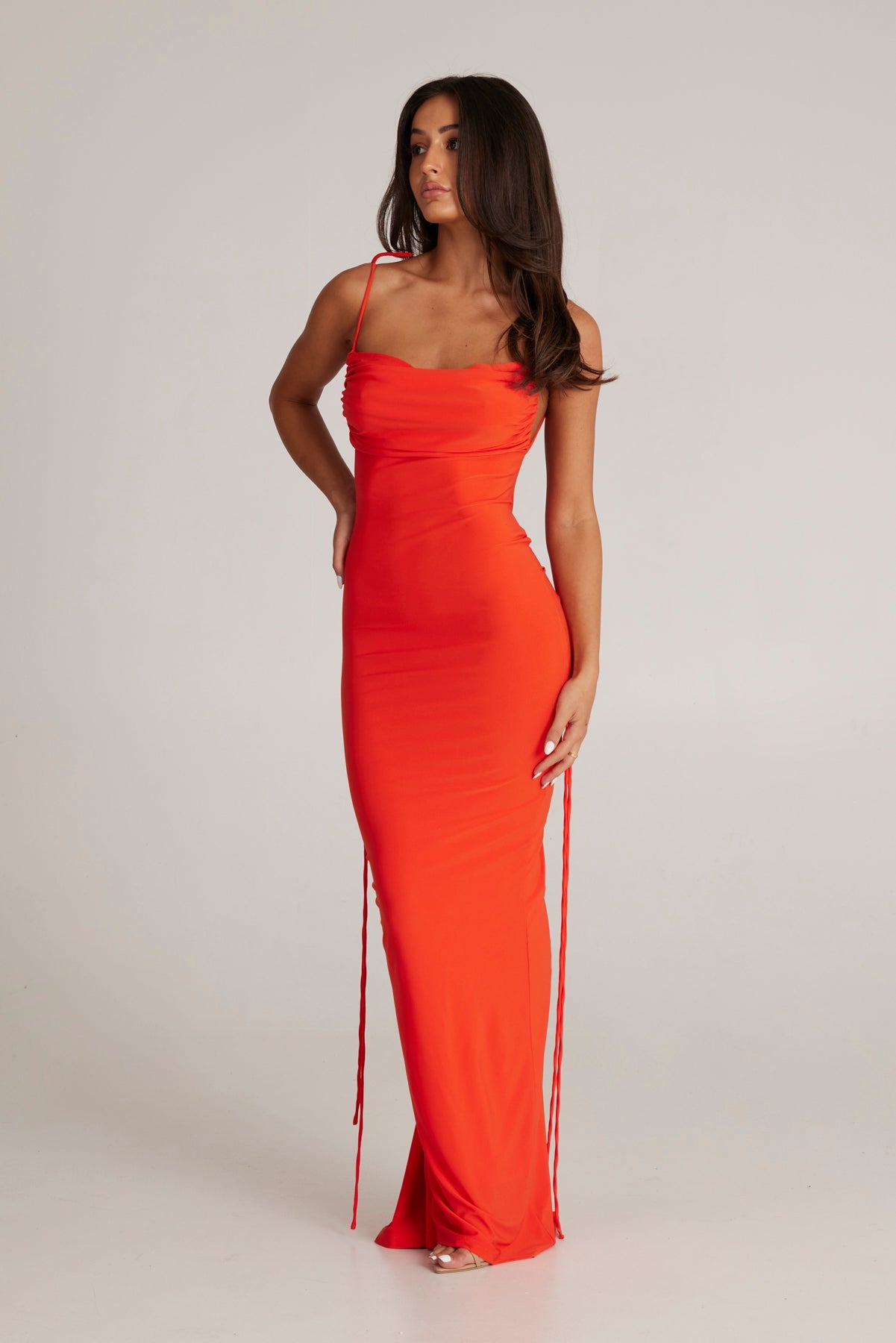 MÉLANI The Label JIANI Low Back Dress in Tangerine