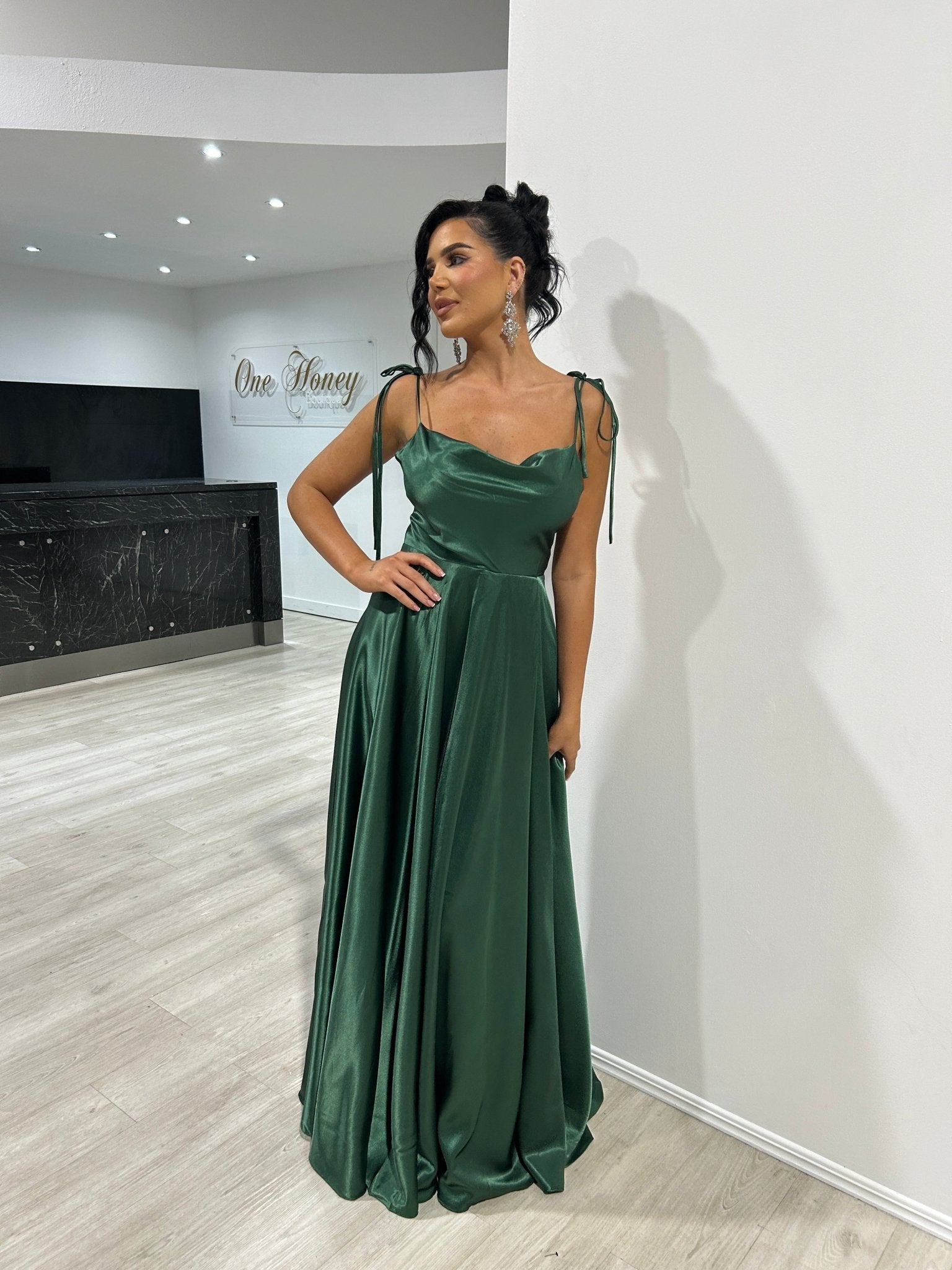 XENA Silky Tie Up A - Line Formal Bridesmaid & Formal Dress in Australia | One Honey Boutique