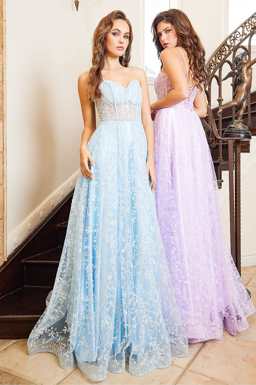 OH3095 A Line Floral Evening School Formal Prom Dress in Australia | One Honey Boutique