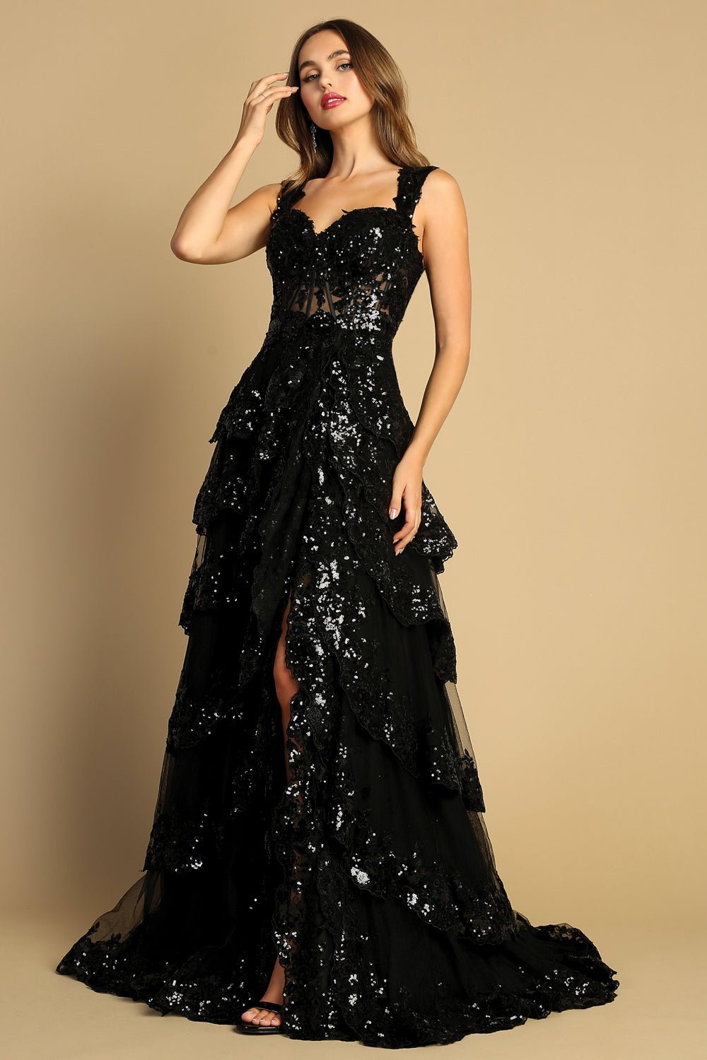 TANISHA Tulle Glitter Frilly A Line Prom & Formal Ball Gown in Australia | One Honey Boutique