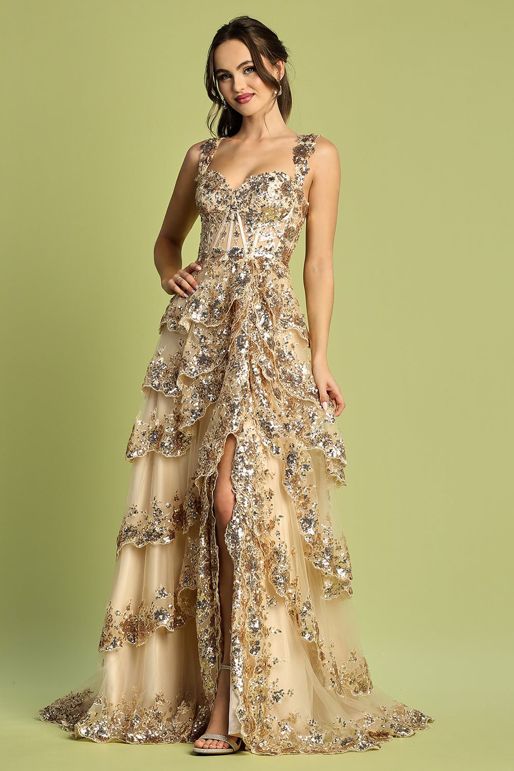 TANISHA Tulle Glitter Frilly A Line Prom & Formal Ball Gown in Australia | One Honey Boutique