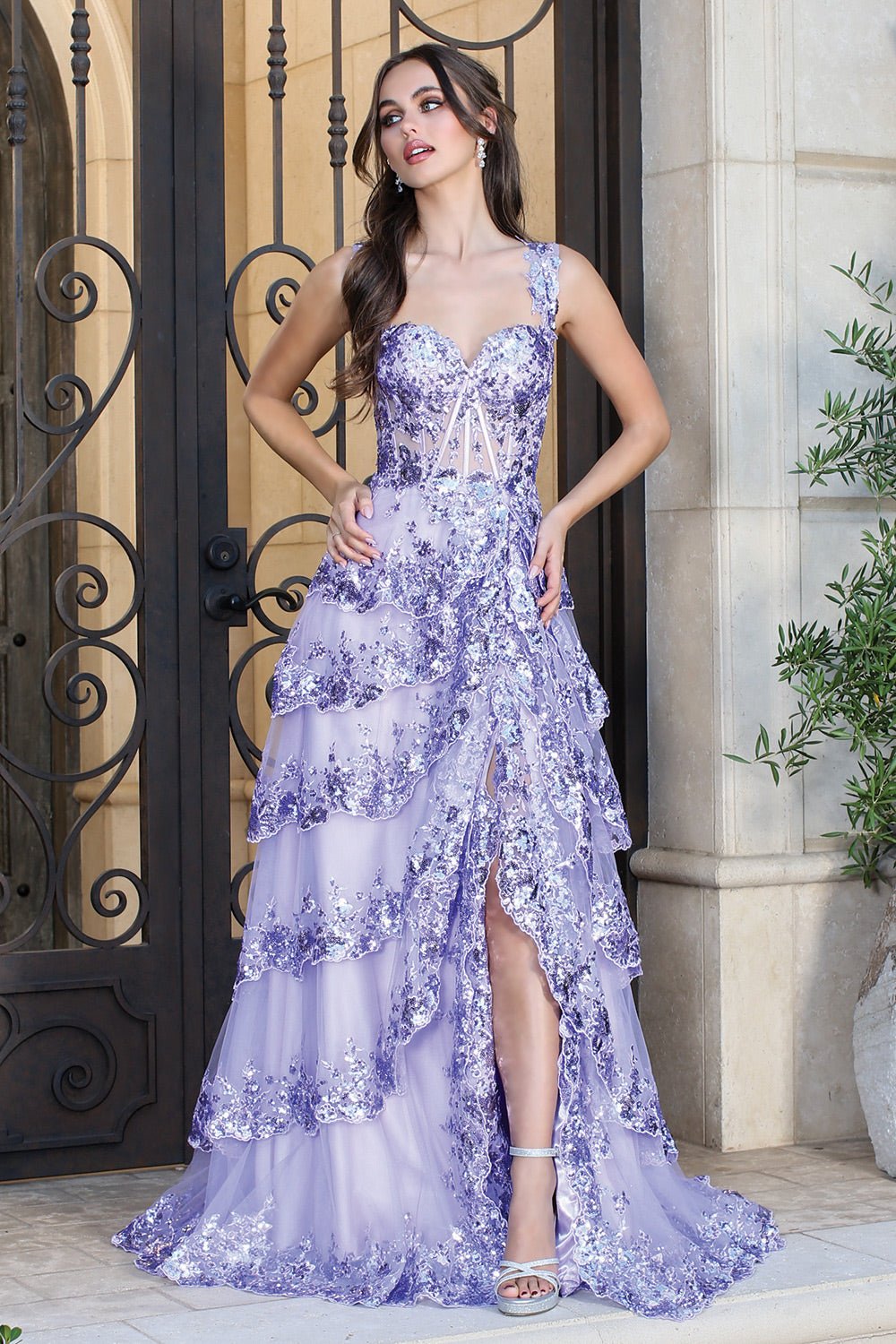 TANISHA Tulle Glitter Frilly A Line Prom & Formal Ball Gown in Australia | One Honey Boutique