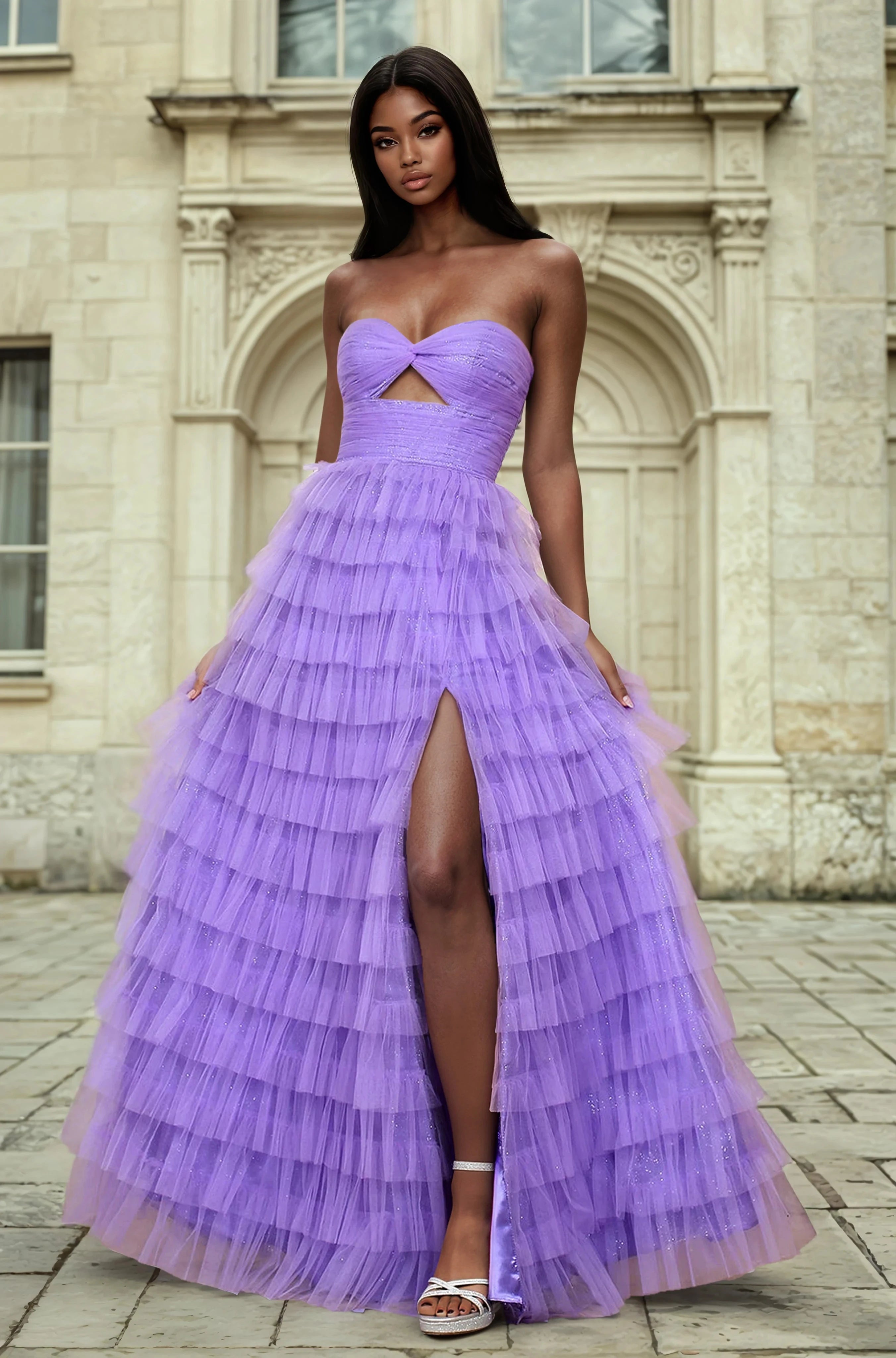 OH3204 Prom Long Tiered A Line School Formal Prom Dress in Australia | One Honey Boutique