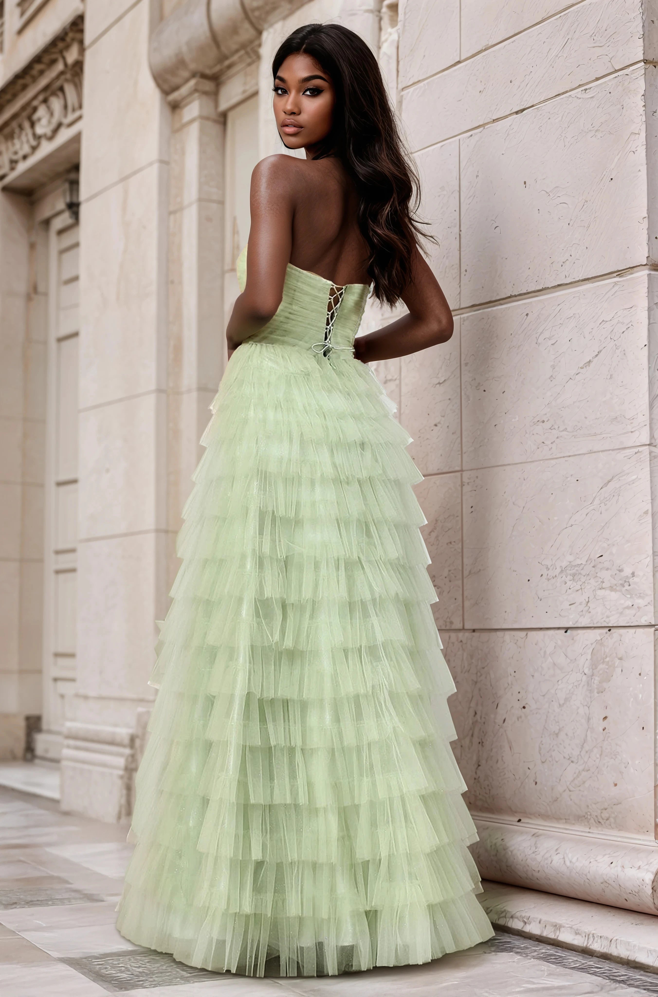 OH3204 Prom Long Tiered A Line School Formal Prom Dress in Australia | One Honey Boutique