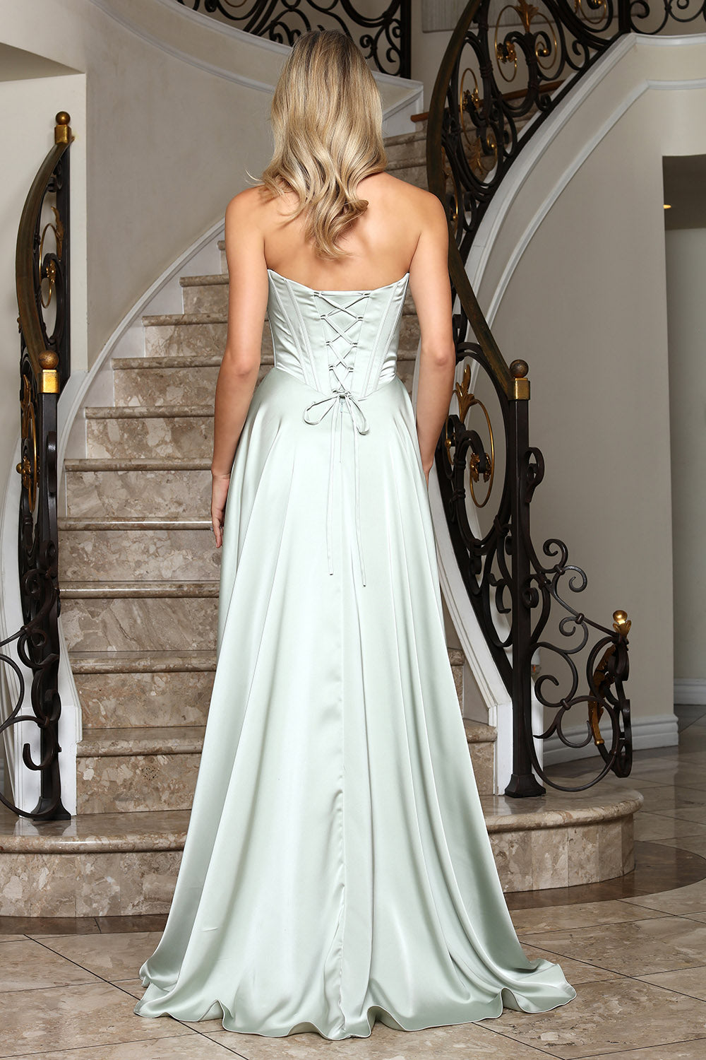 JESSA Lace Corset Bustier Satin A Line Prom Formal Dress