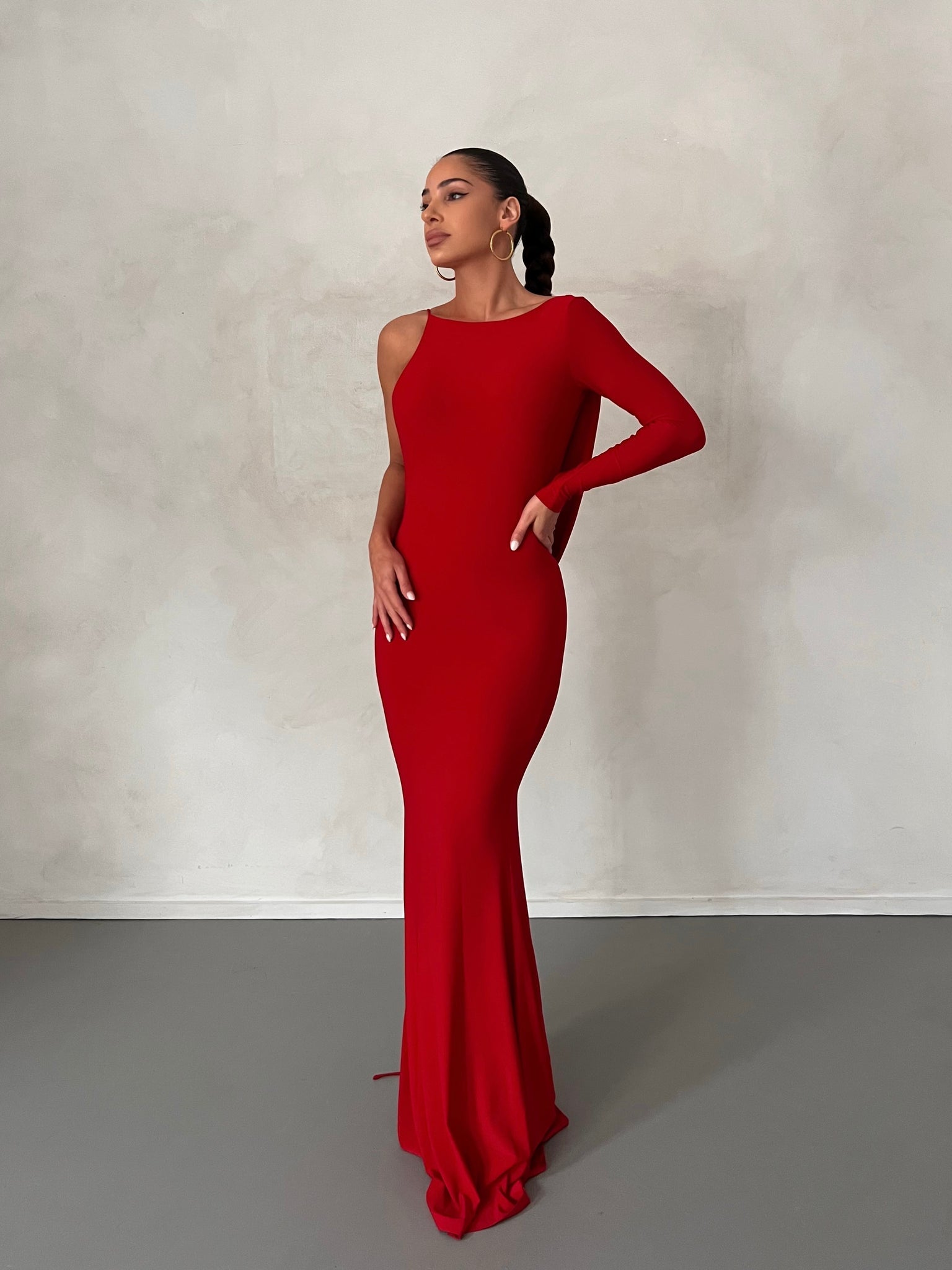 MÉLANI The Label EMILIA Red Reversible One Sleeve Dress