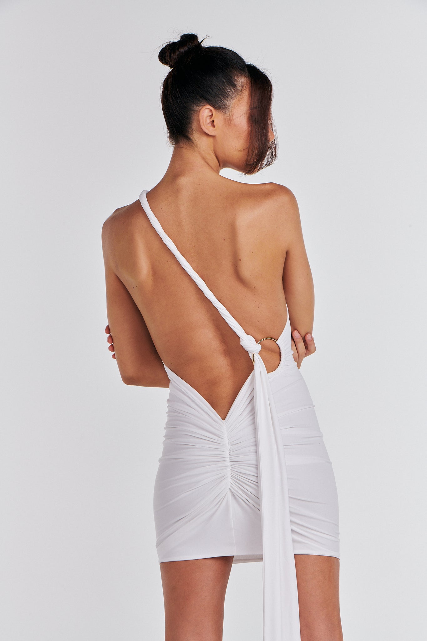 MÉLANI The Label SIANI White Asymmetric Party Dress Mini Dress
