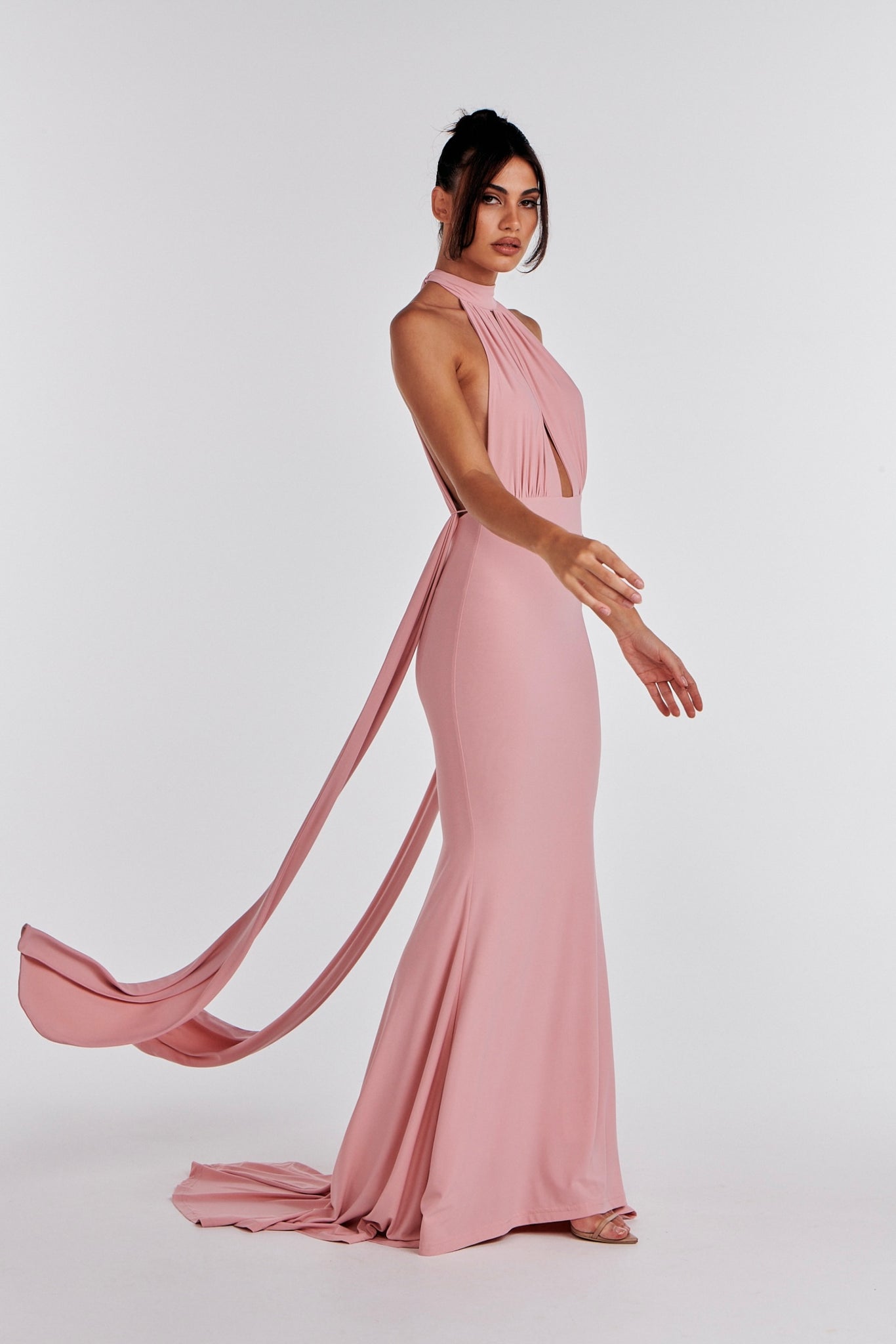 MÉLANI The Label LUCIA Blush Keyhole Neckline Backless Bridesmaid Formal Gown