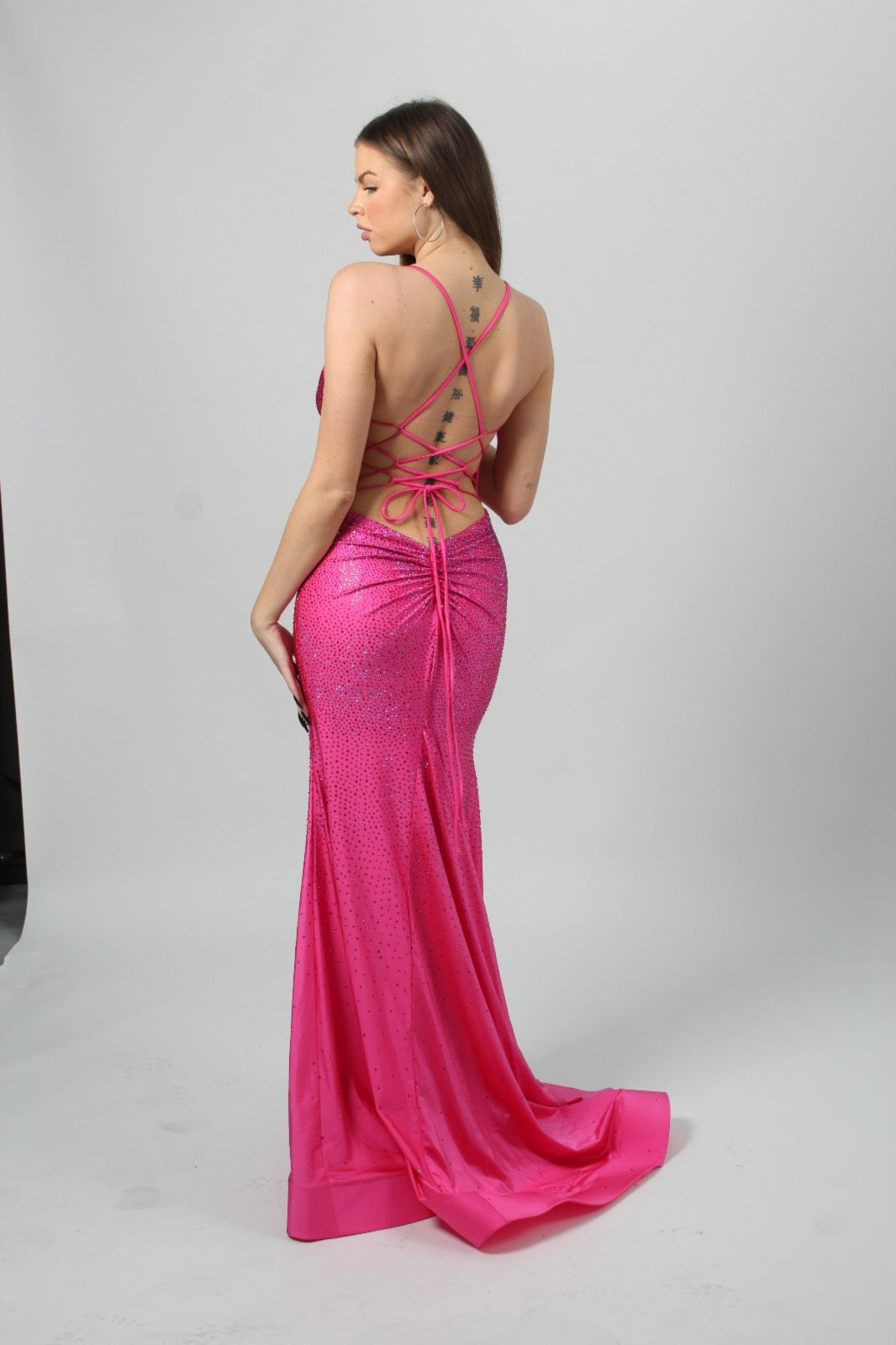 Honey Couture JULINA Hot Fix Diamante Crystal Trumpet Mermaid Gown