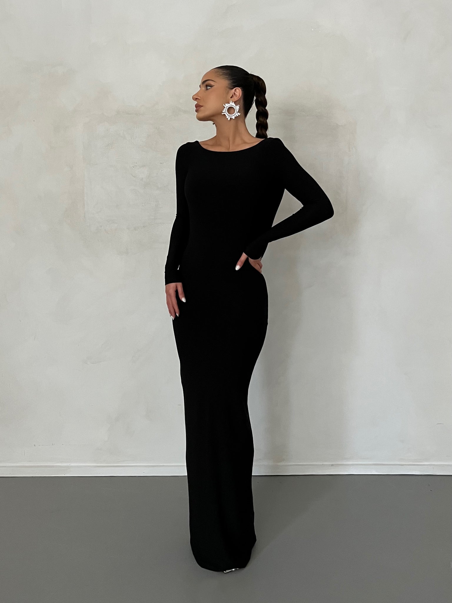 MÉLANI The Label AMARI Black Reversible Long Sleeve Dress