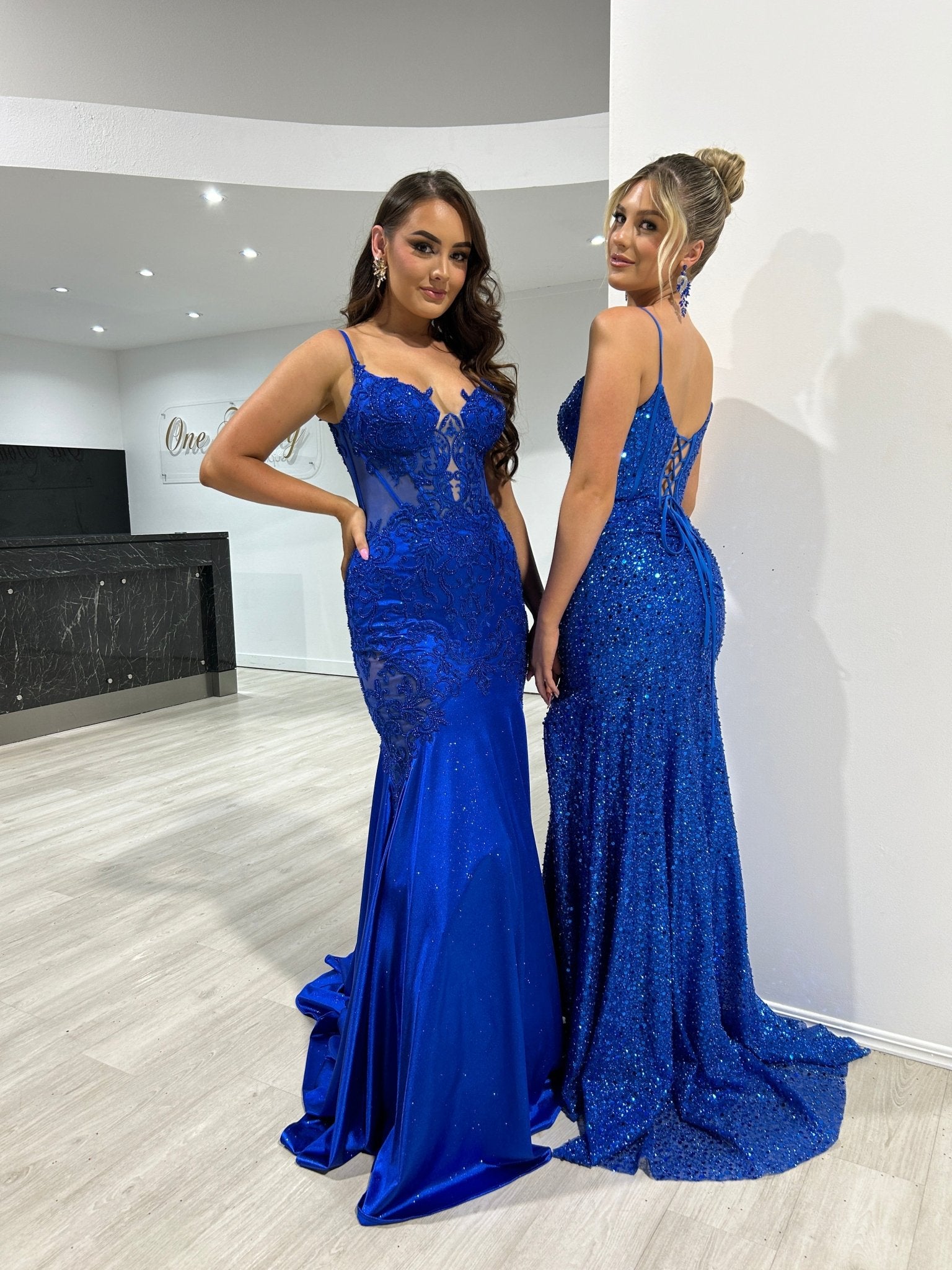 Honey Couture DASHA Royal Blue Sequin Corset Mermaid Formal Dress in Australia | One Honey Boutique