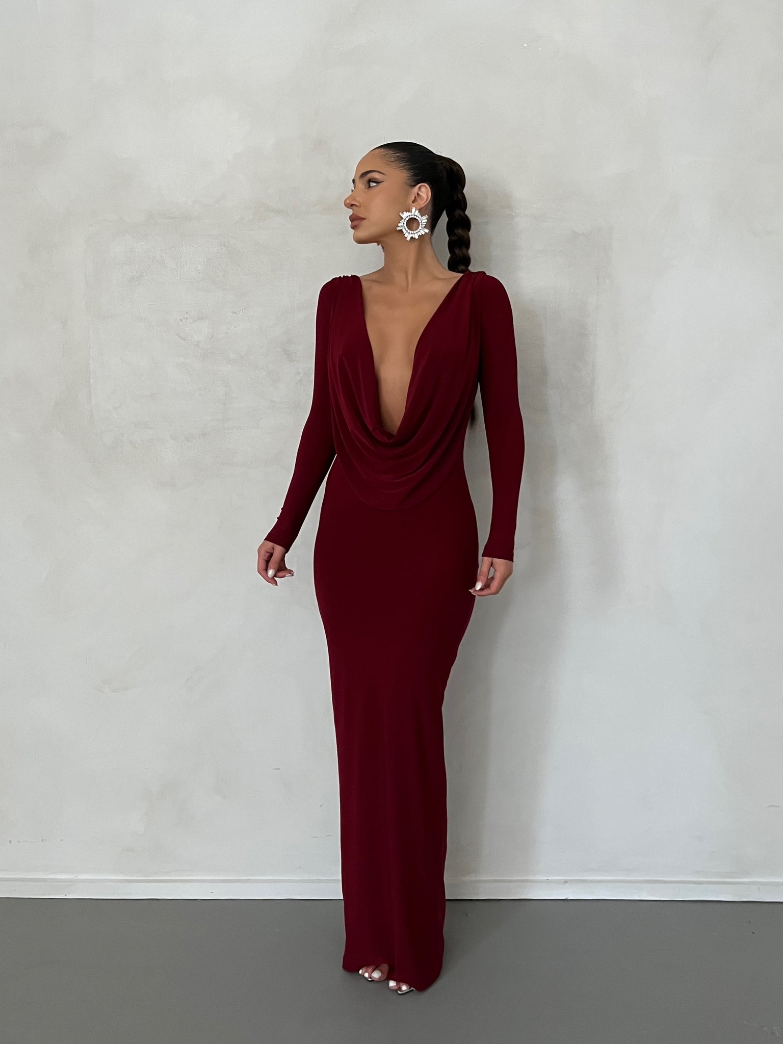 MÉLANI The Label AMARI Wine Reversible Long Sleeve Dress