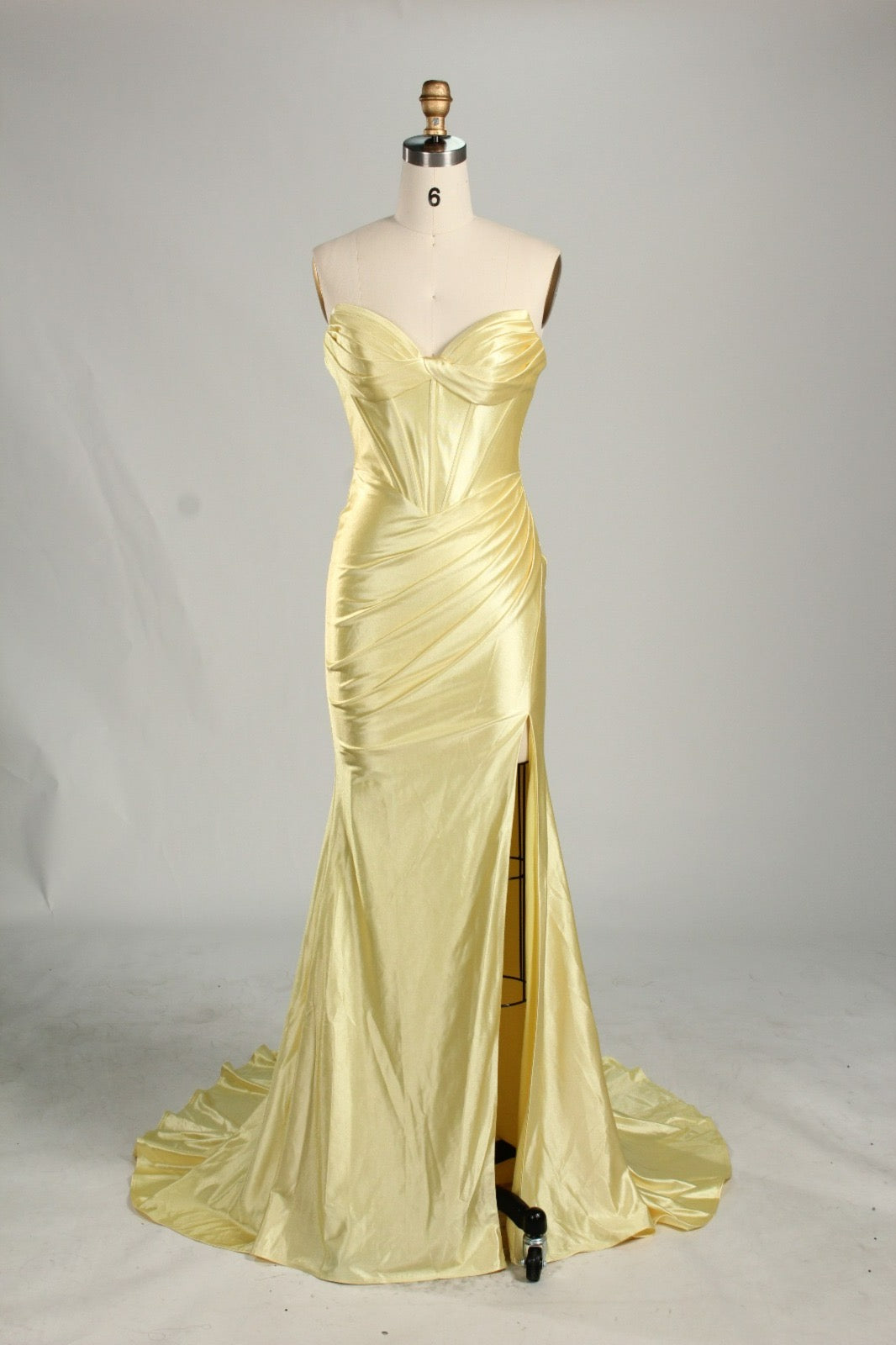 Honey Couture NOLANI Satin Boned Bustier Mermaid Prom Dress with thigh-high split, Australian Formal Store Designer collection.