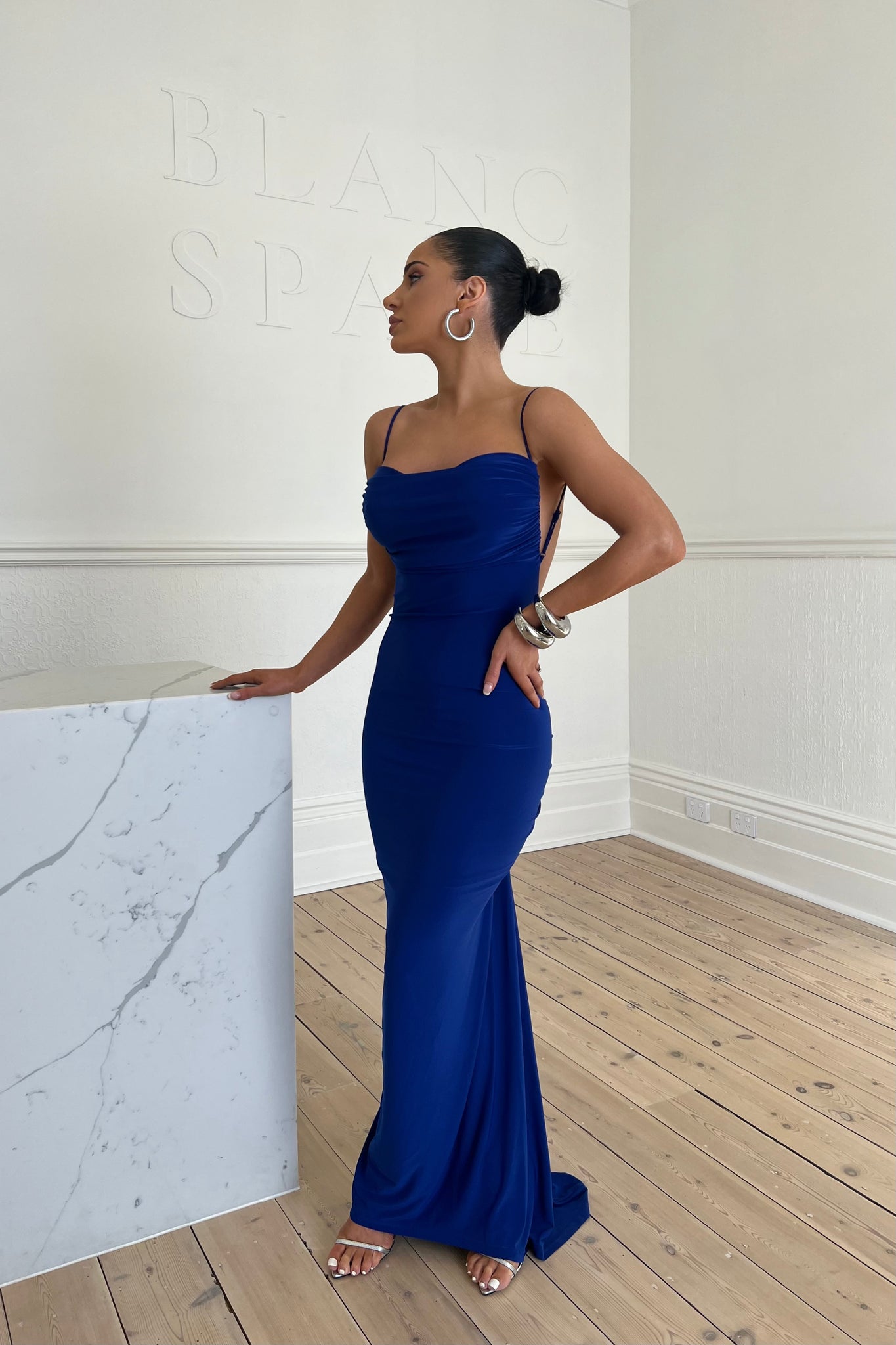 MÉLANI The Label CELINA Royal Blue Bum Ruched Backless Dress