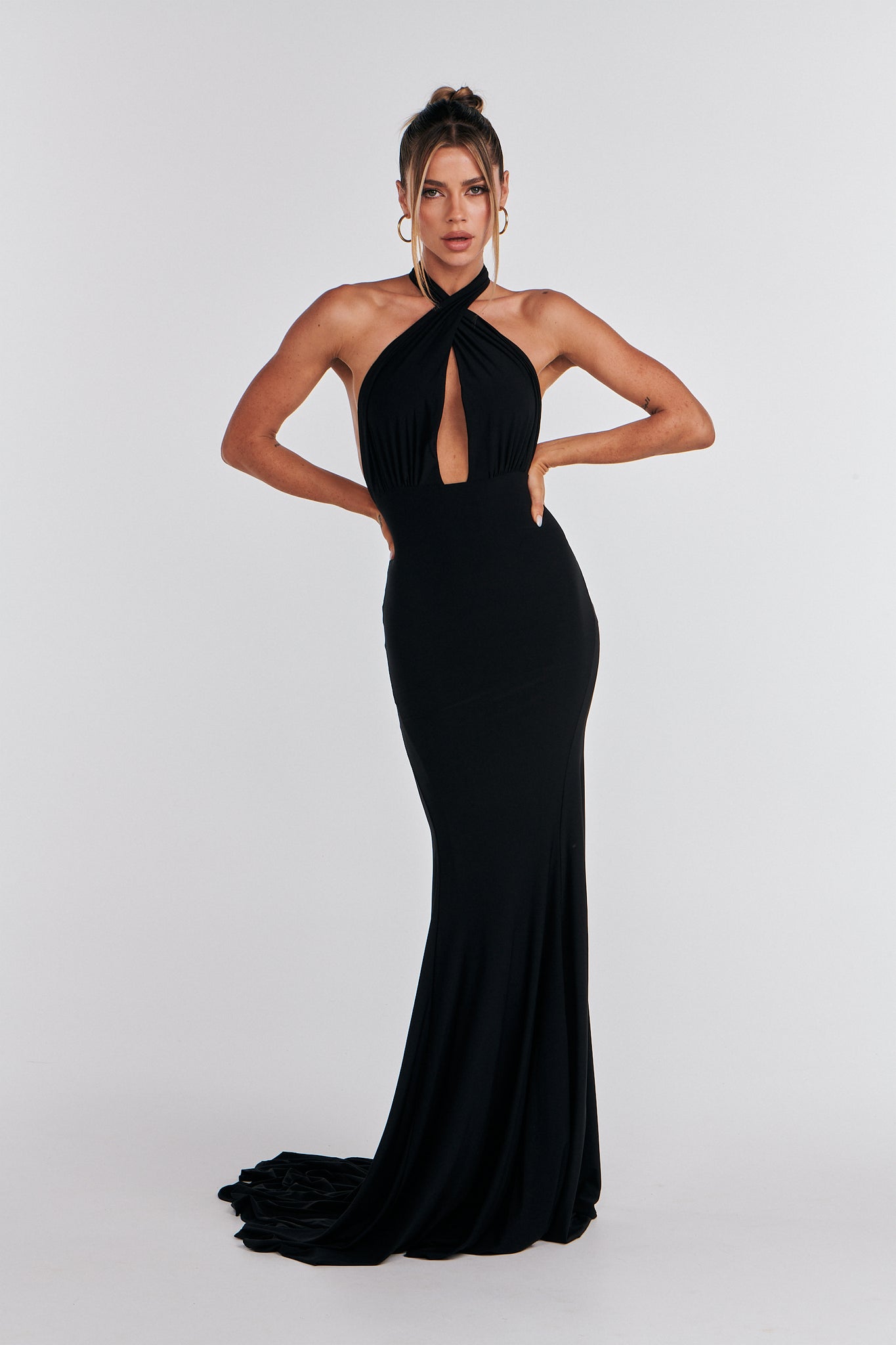 MÉLANI The Label ELIANA Black Multi Tie Backless Bridesmaid Formal Gown