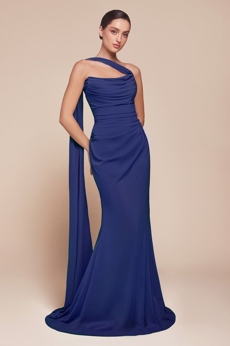 IRINA Neck Sash Tie Chiffon Bridesmaid Formal Dress with scoop neckline and gathered bodice, Brisbane to Gold Coast, Australia.