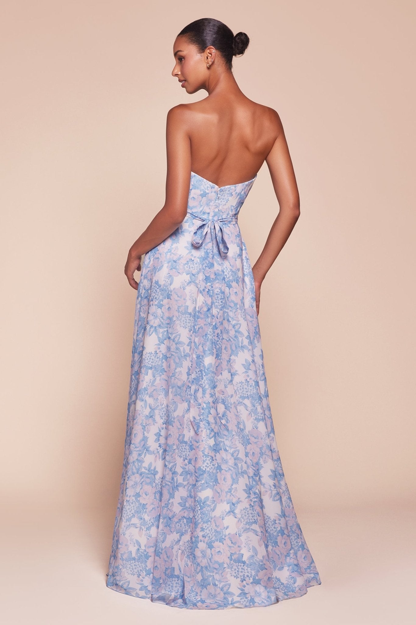 HELENA strapless floral satin bridesmaid dress with a sweetheart neckline, Brisbane to Gold Coast, Australia.