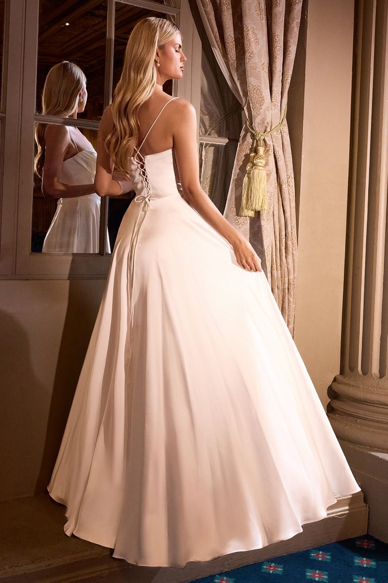 ZENDIYA Corset Bustier Satin A Line Bridal Wedding Dress in Color: Off White | One Honey Australia