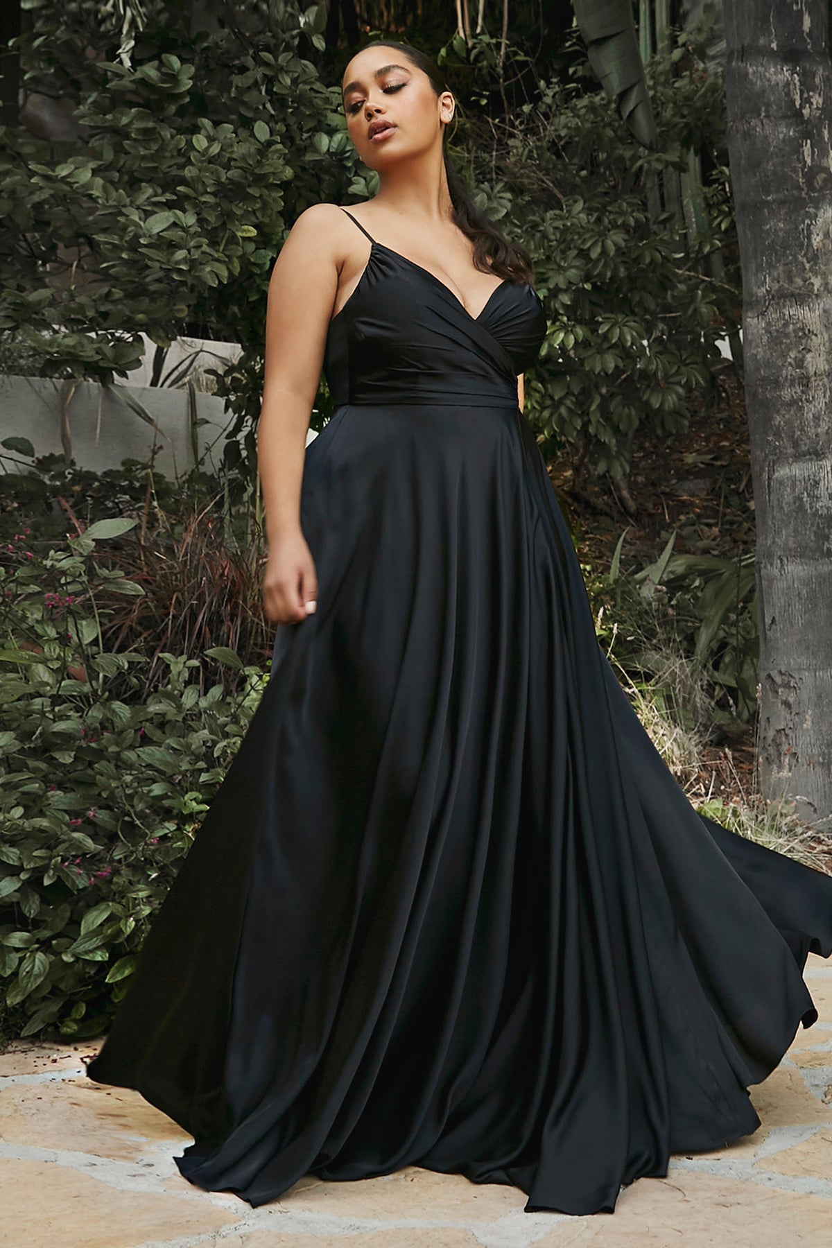 SIMONA Ruched Silky Formal Dress with V-neckline and leg split, perfect for bridesmaids. Elegant evening gown, Brisbane to Gold Coast.