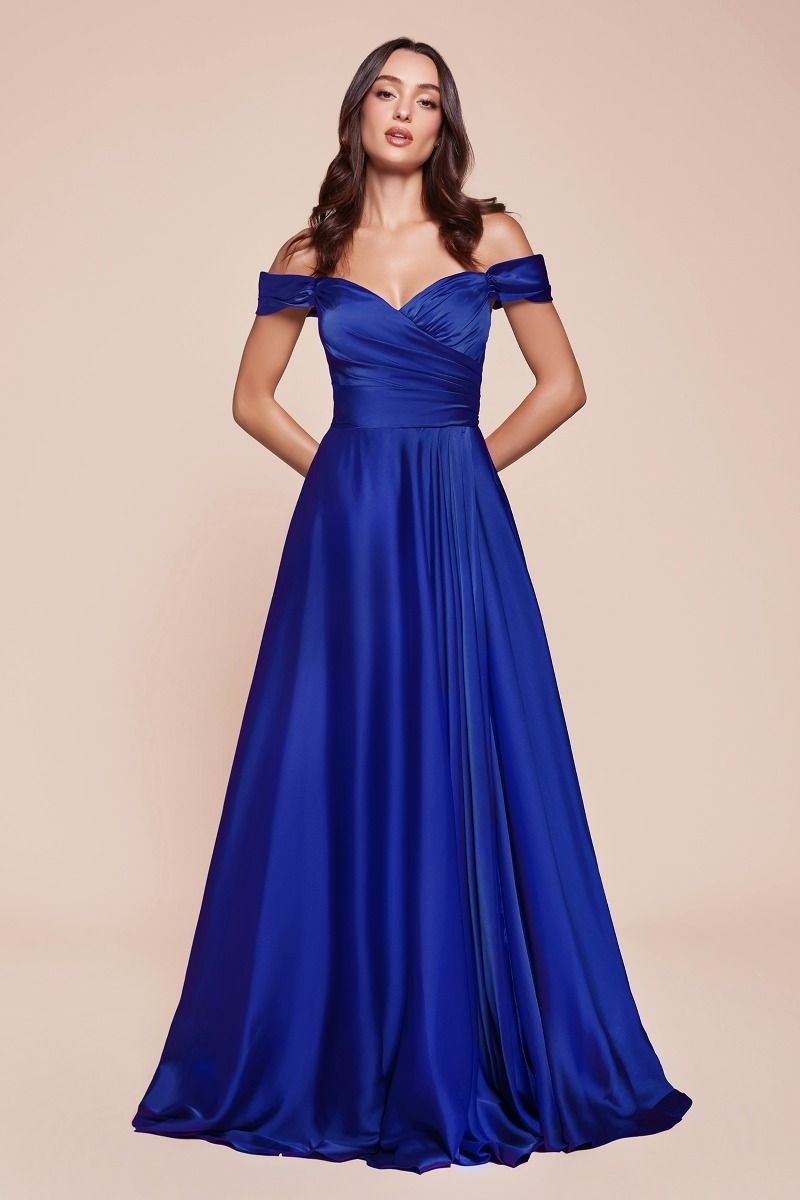 AURA Curve Off Shoulder Silky A Line Bridesmaid Formal Dress