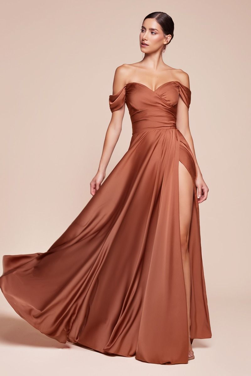 AURA Curve Off Shoulder Silky A Line Bridesmaid Formal Dress