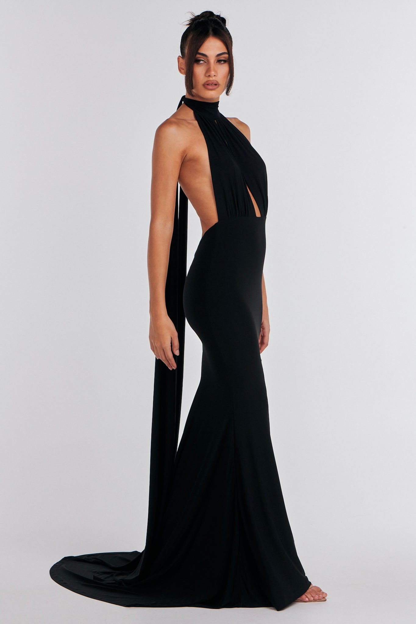 MÉLANI The Label LUCIA Black Keyhole Neckline Backless Bridesmaid Formal Gown