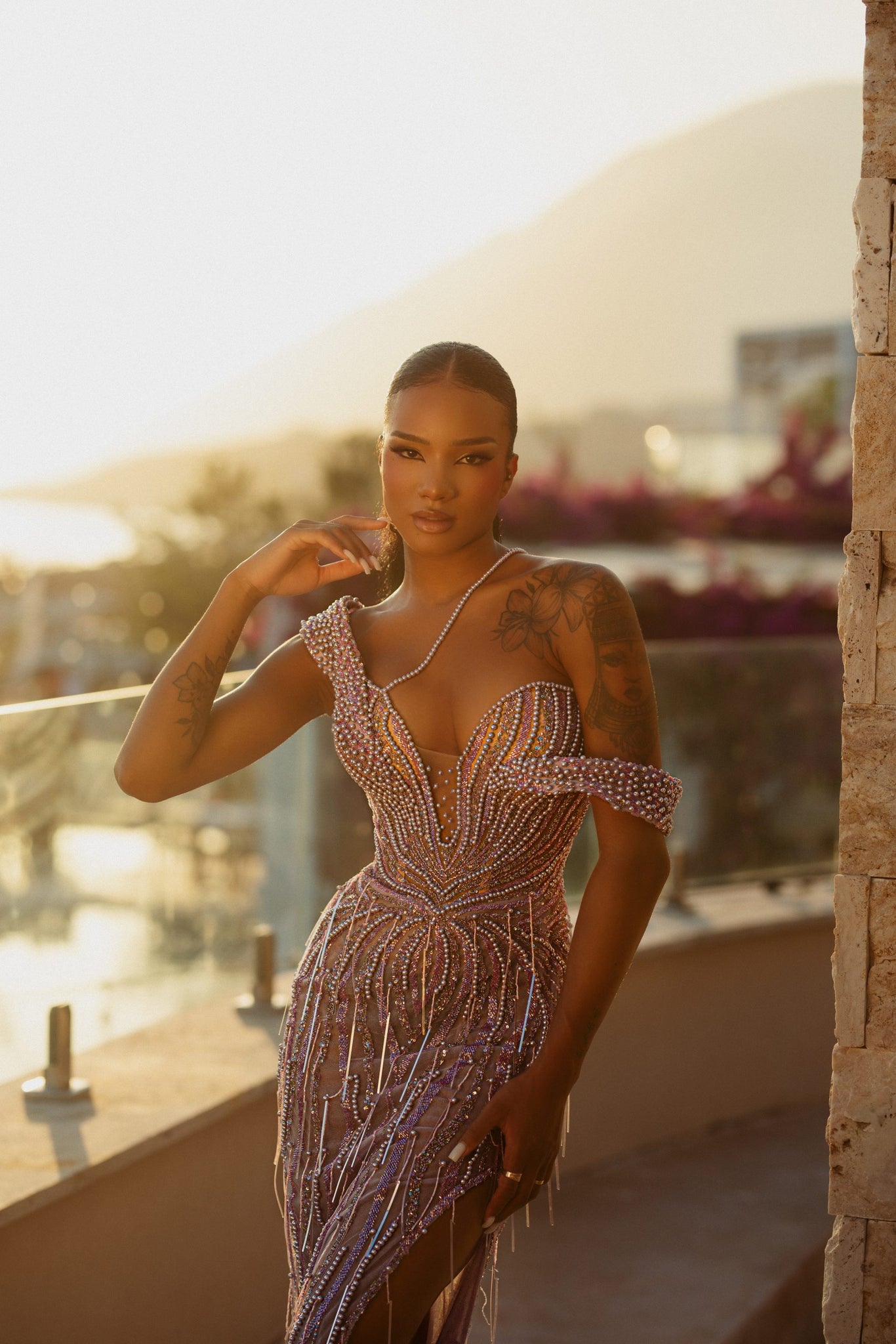 MINNA Fashion ESTELA beaded mermaid dress with off-shoulder design, ideal evening gown from Brisbane to Gold Coast, Australia