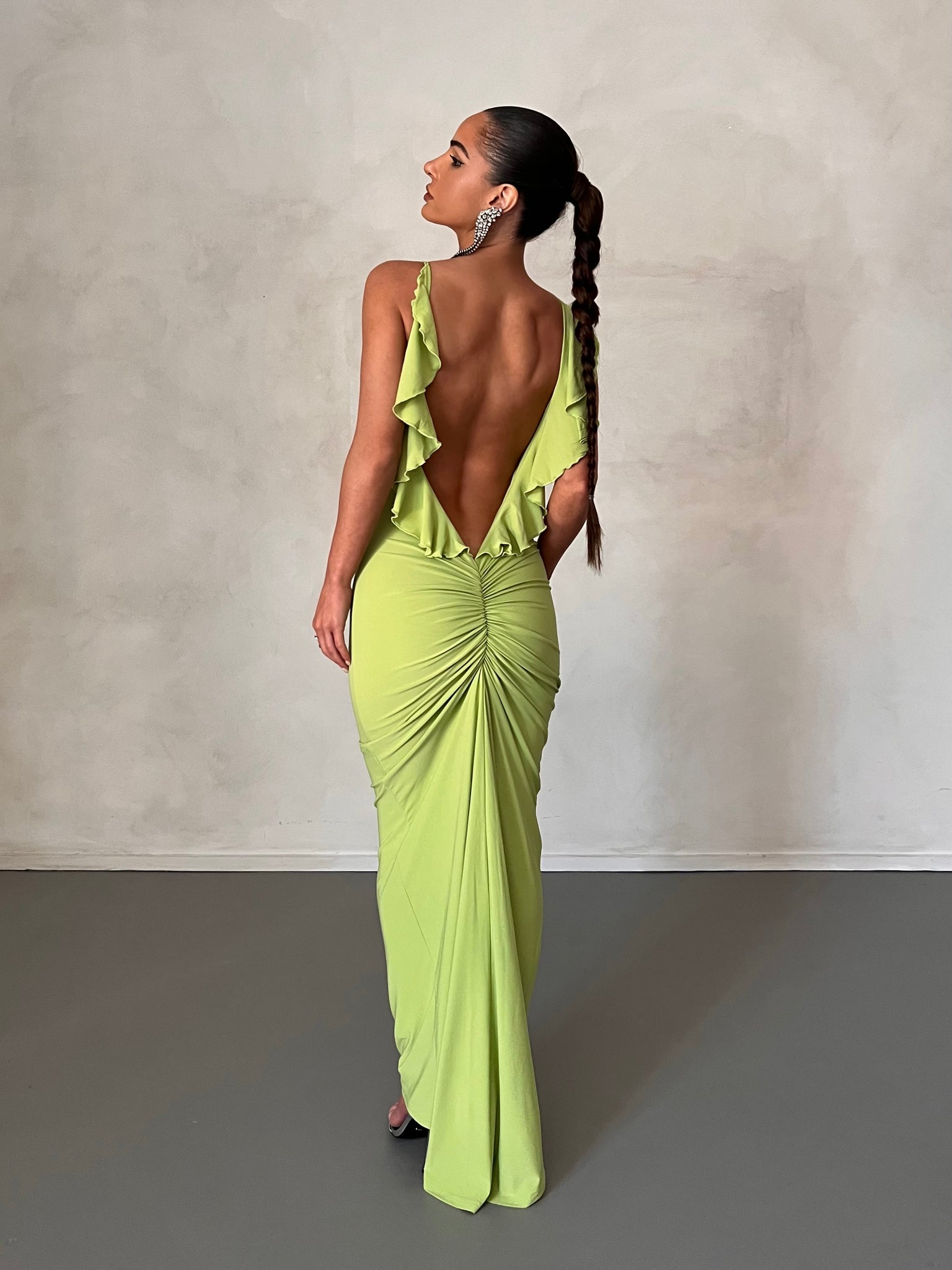 MÉLANI The Label BELLA Lime Low Back Midi Dress