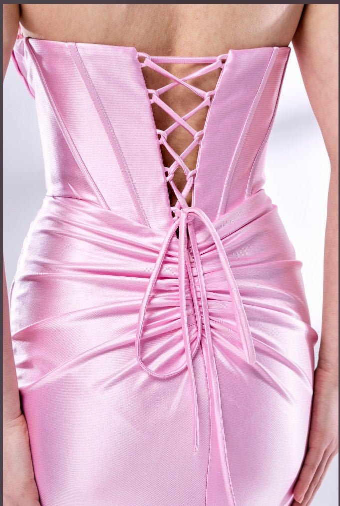 Honey Couture NOLANI Satin Boned Bustier Mermaid Formal Dress in Australia | One Honey Boutique
