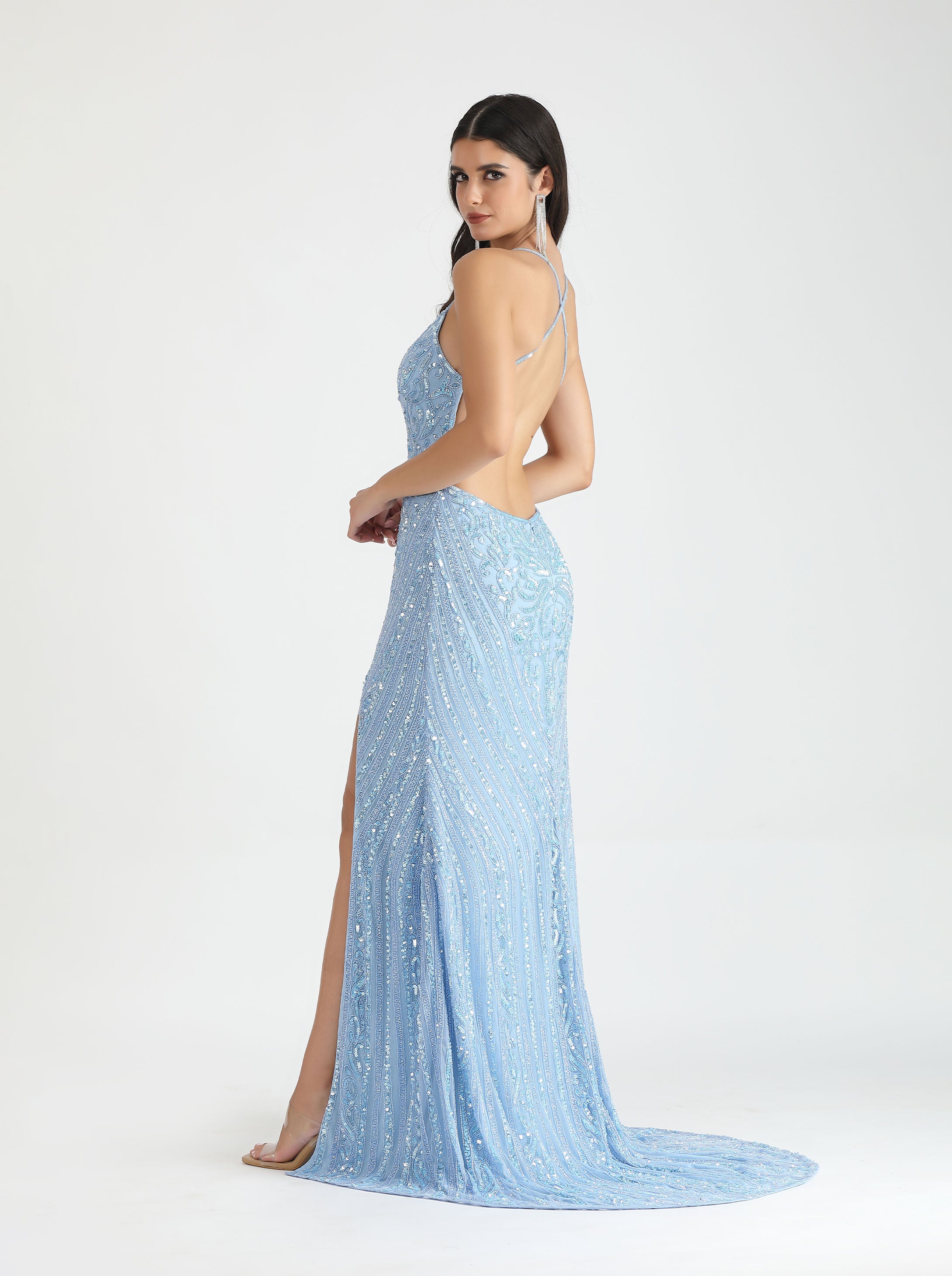 BELLE COUTURE 9133 Beaded low back mermaid prom dress with intricate bodice, Brisbane to Gold Coast Australia.