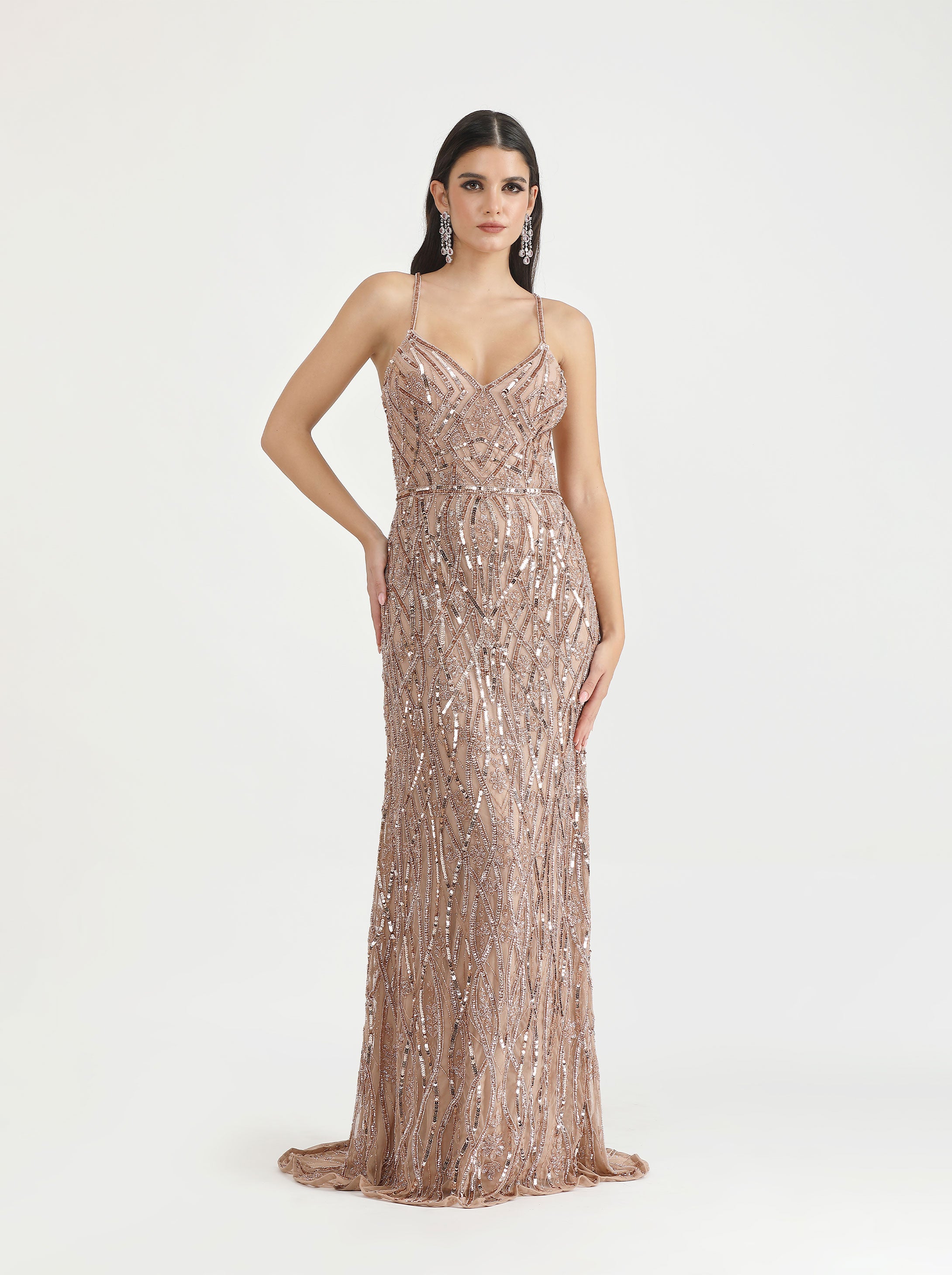 BELLE COUTURE 9134 V Front Beaded Prom Dress with Low Back, dazzling beadwork, evening gown. Brisbane to Gold Coast, Australia.