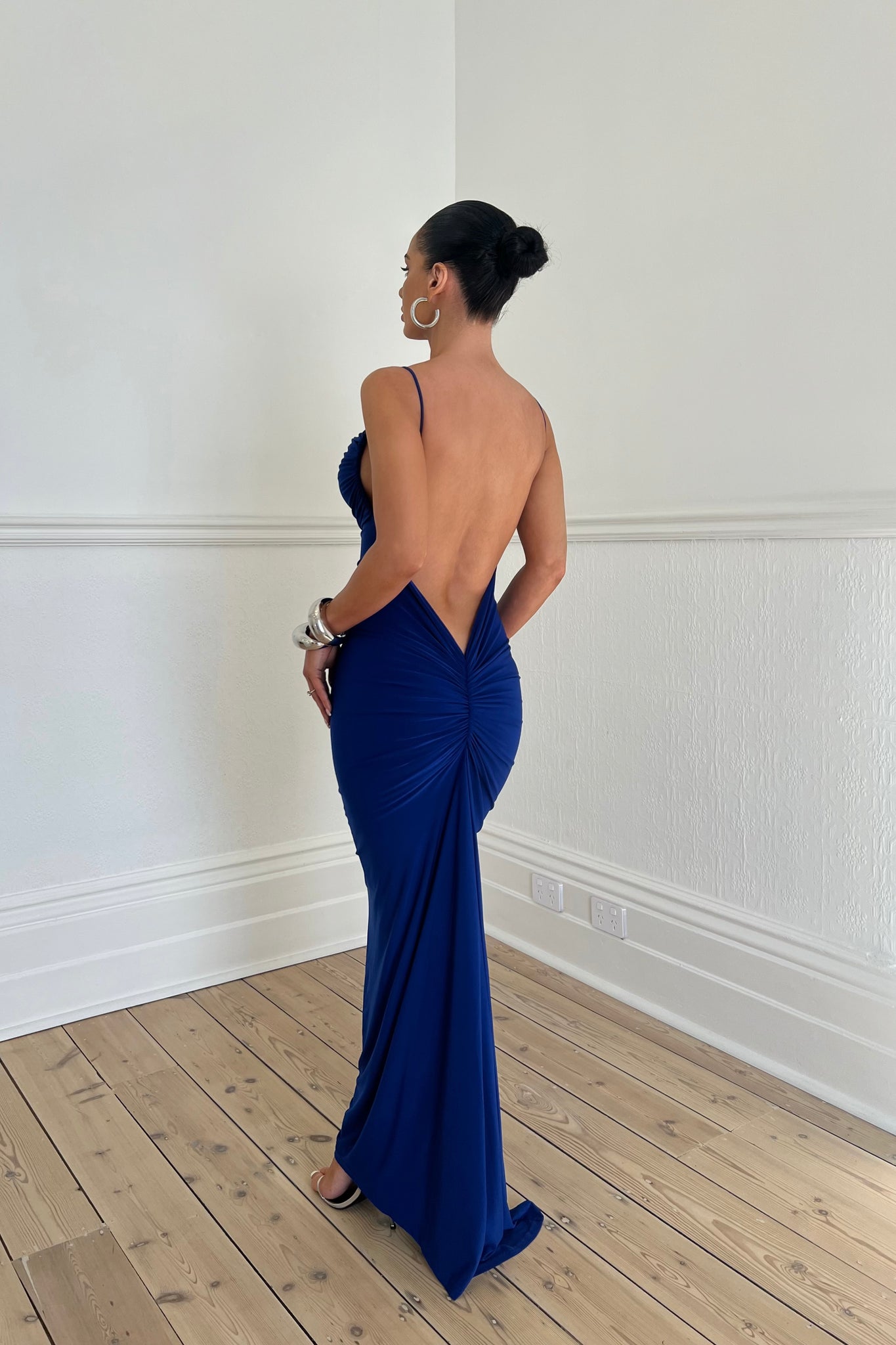 MÉLANI The Label CELINA Royal Blue Bum Ruched Backless Dress