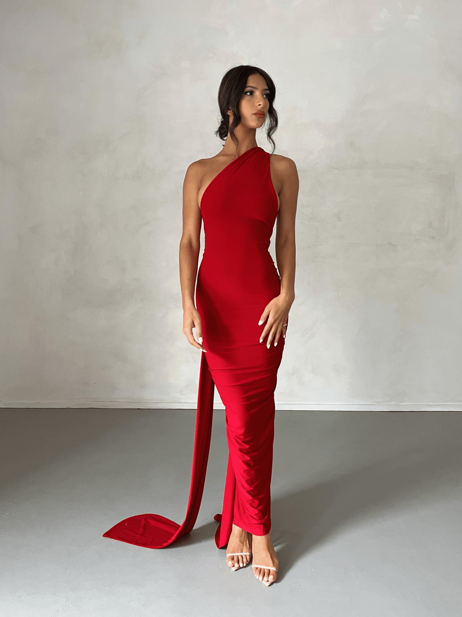 MÉLANI The Label CONSTANTINA Asymmetric Halterneck Midi Dress in Australia | One Honey Boutique