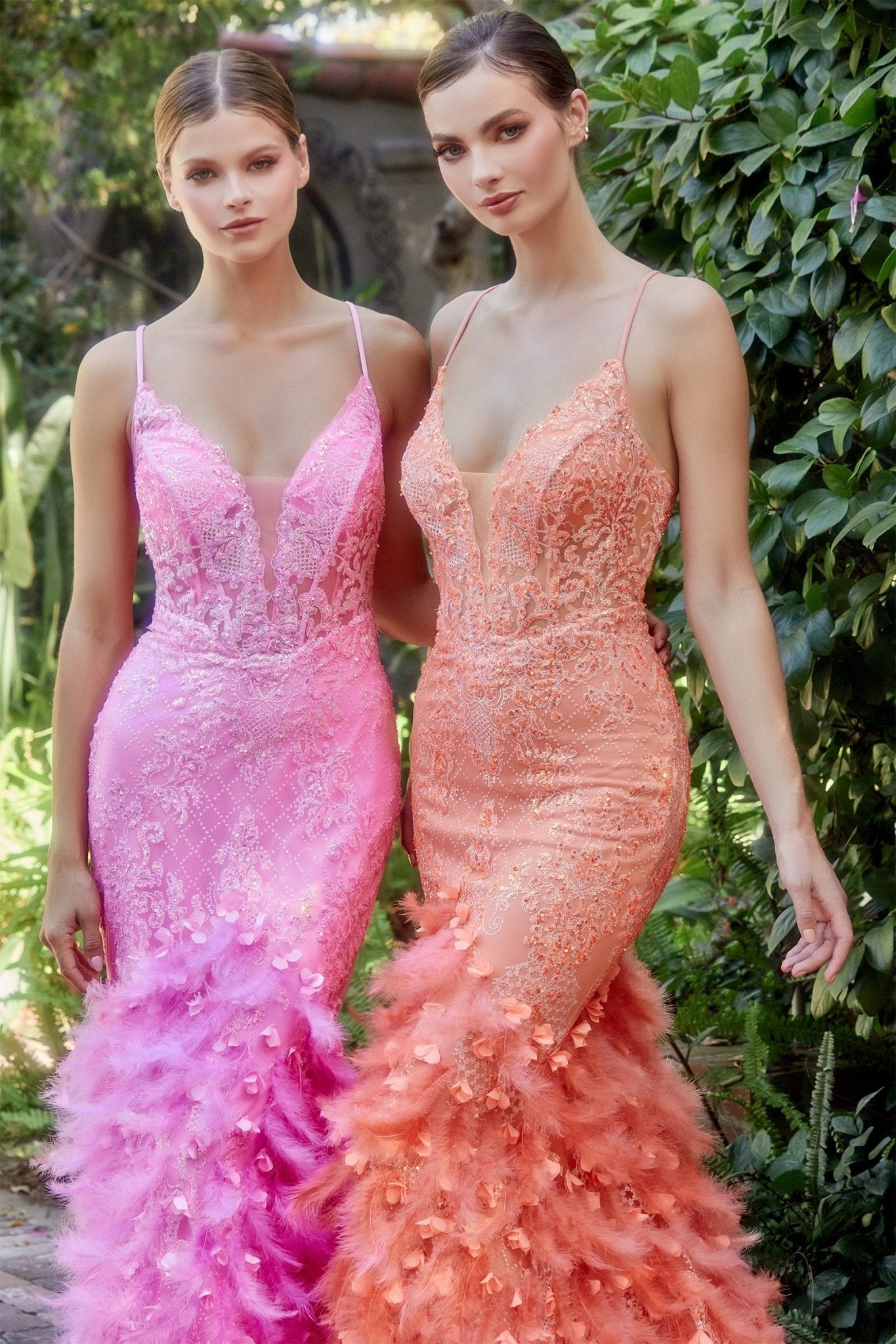 ELLIANA Trumpet Mermaid Feather Feature Prom & Formal Evening Dress in Australia | One Honey Boutique