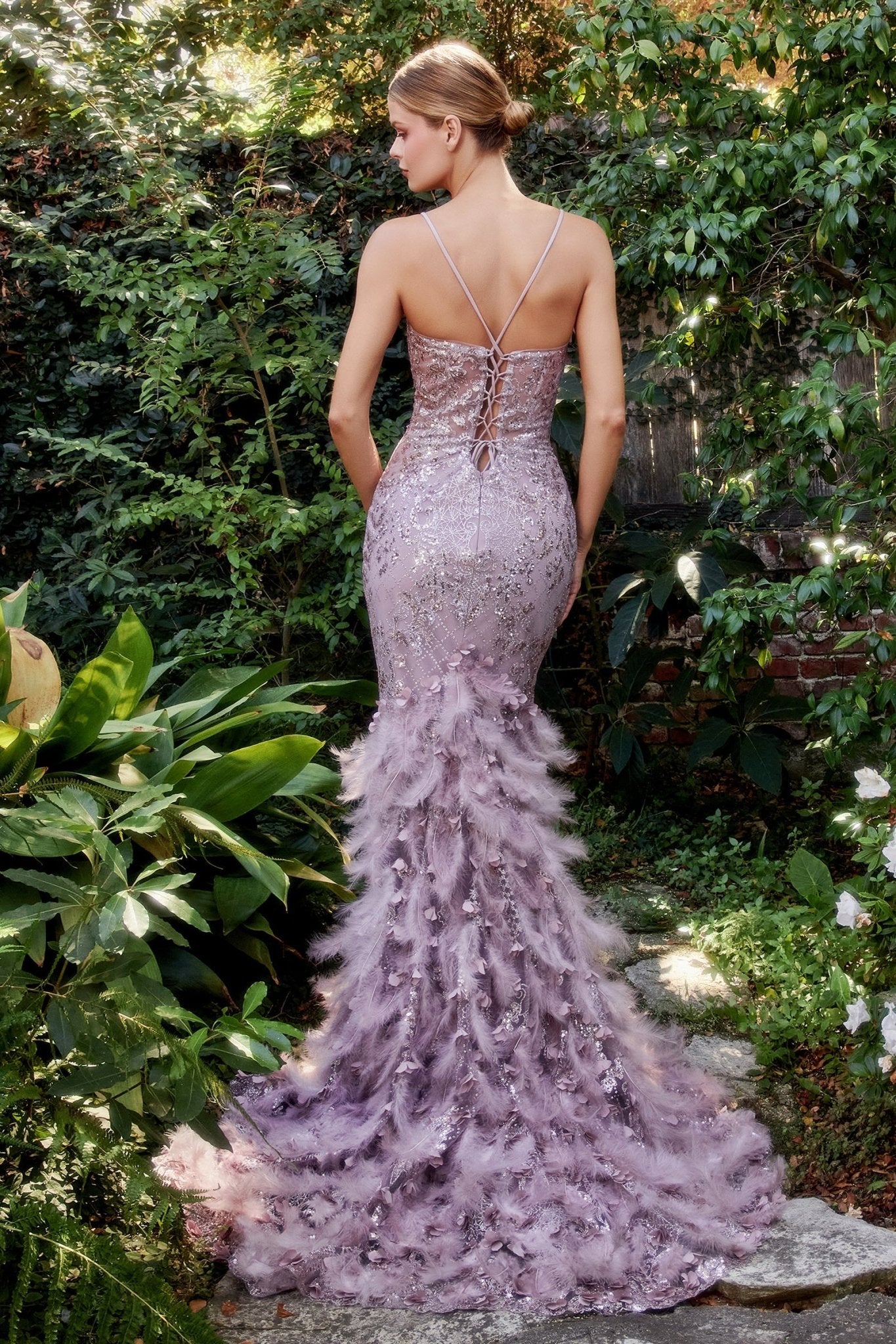 ELLIANA Trumpet Mermaid Feather Feature Prom & Formal Evening Dress in Australia | One Honey Boutique