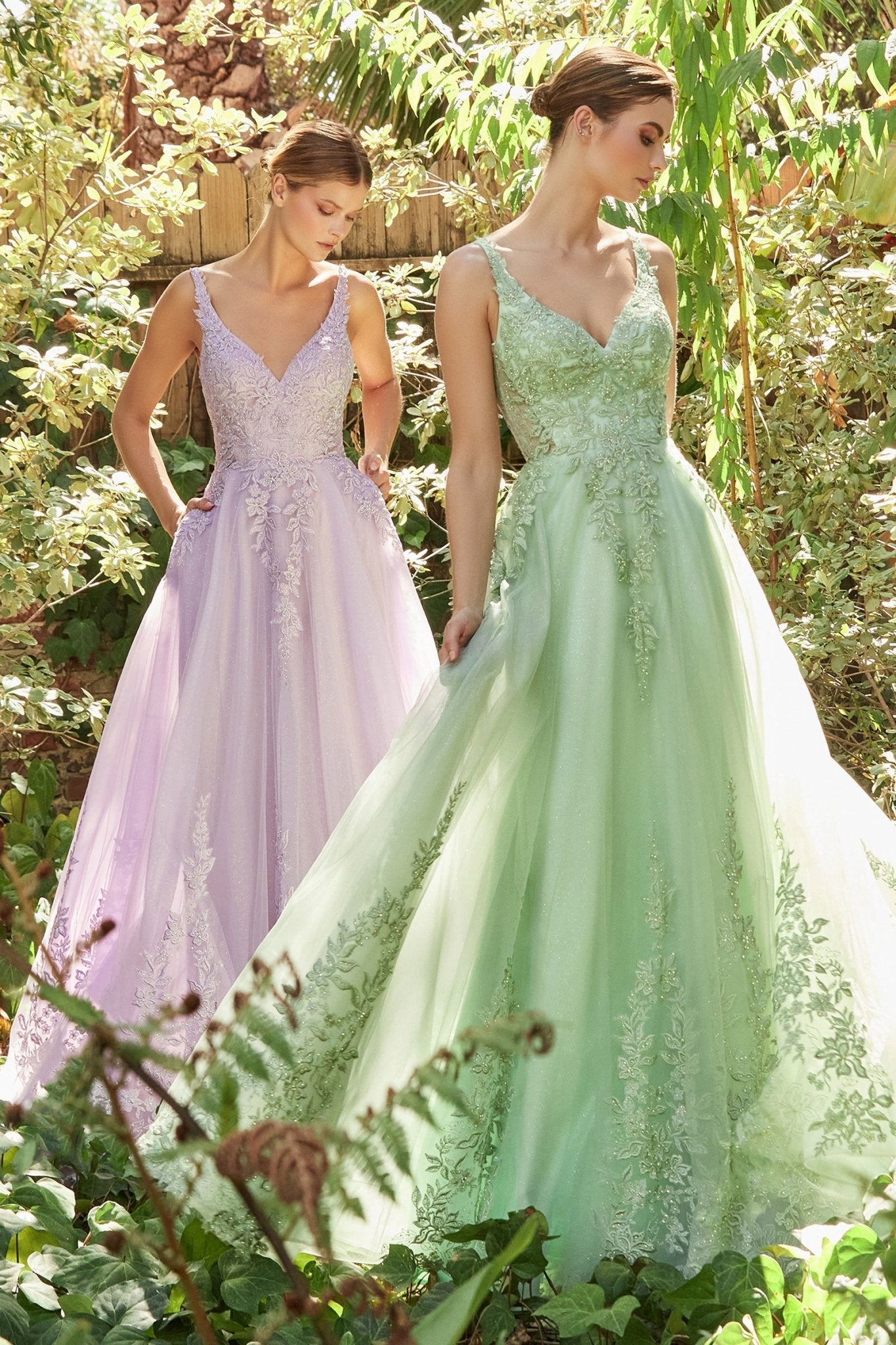 BLYTHE Floral Dripping Applique Tulle Clip Back A Line Prom Dress in Australia | One Honey Boutique