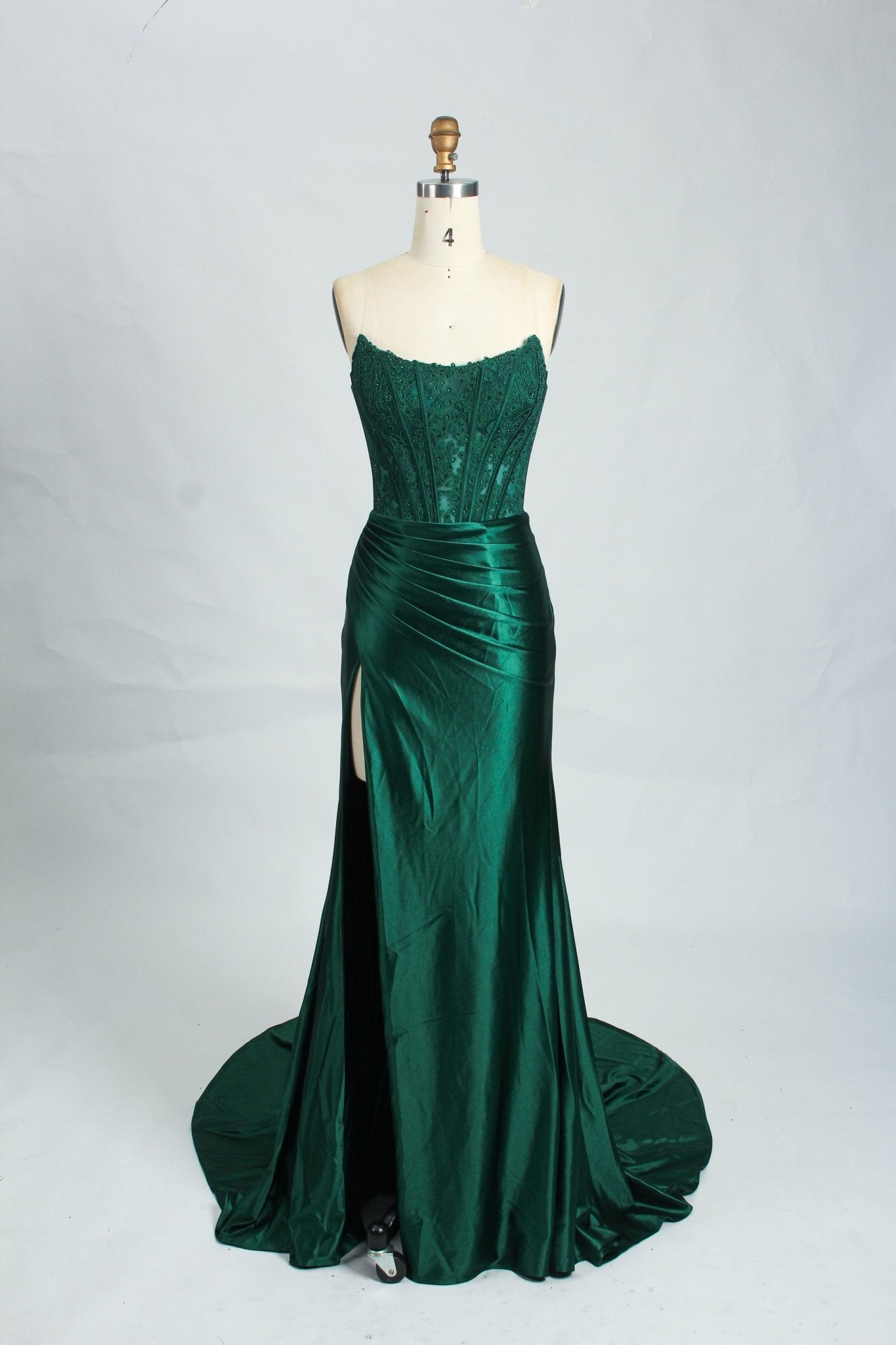 Honey Couture AUGUST Strapless Embellished Bustier Satin Mermaid Formal Dress in Australia | One Honey Boutique