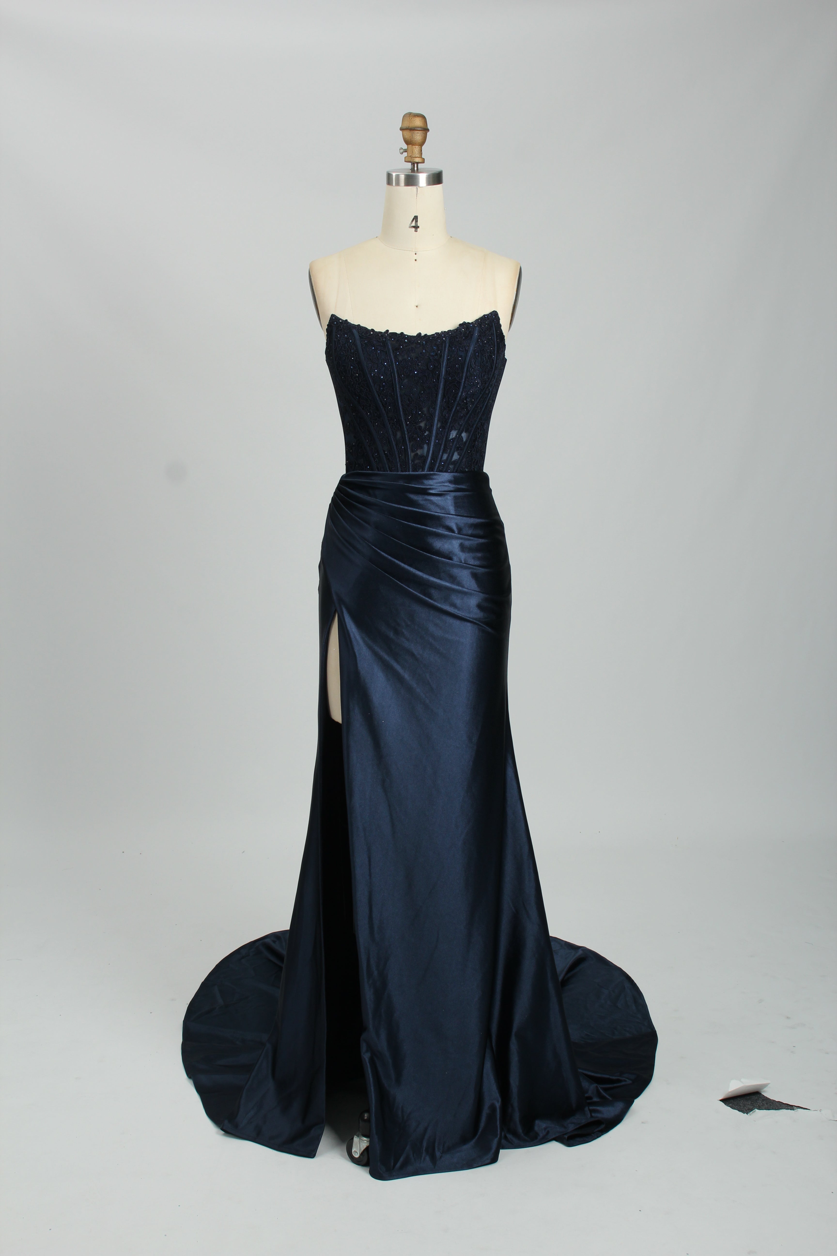 Honey Couture AUGUST Strapless Embellished Bustier Satin Mermaid Formal Dress, Australian Designer Prom Dress, Elegant Evening Gown.