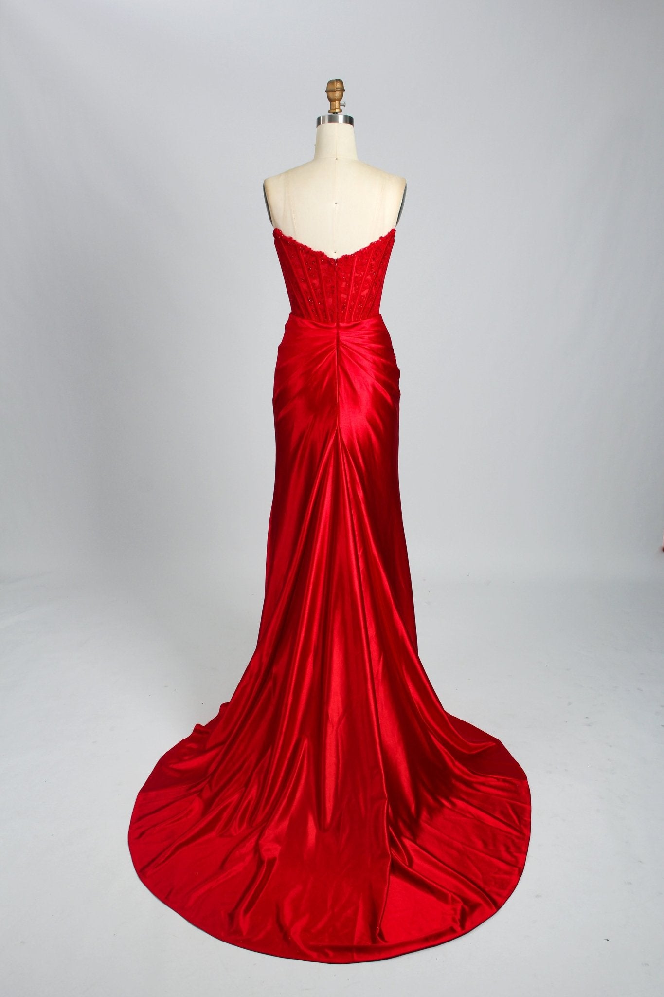 Honey Couture AUGUST Strapless Embellished Bustier Satin Mermaid Formal Dress in Australia | One Honey Boutique