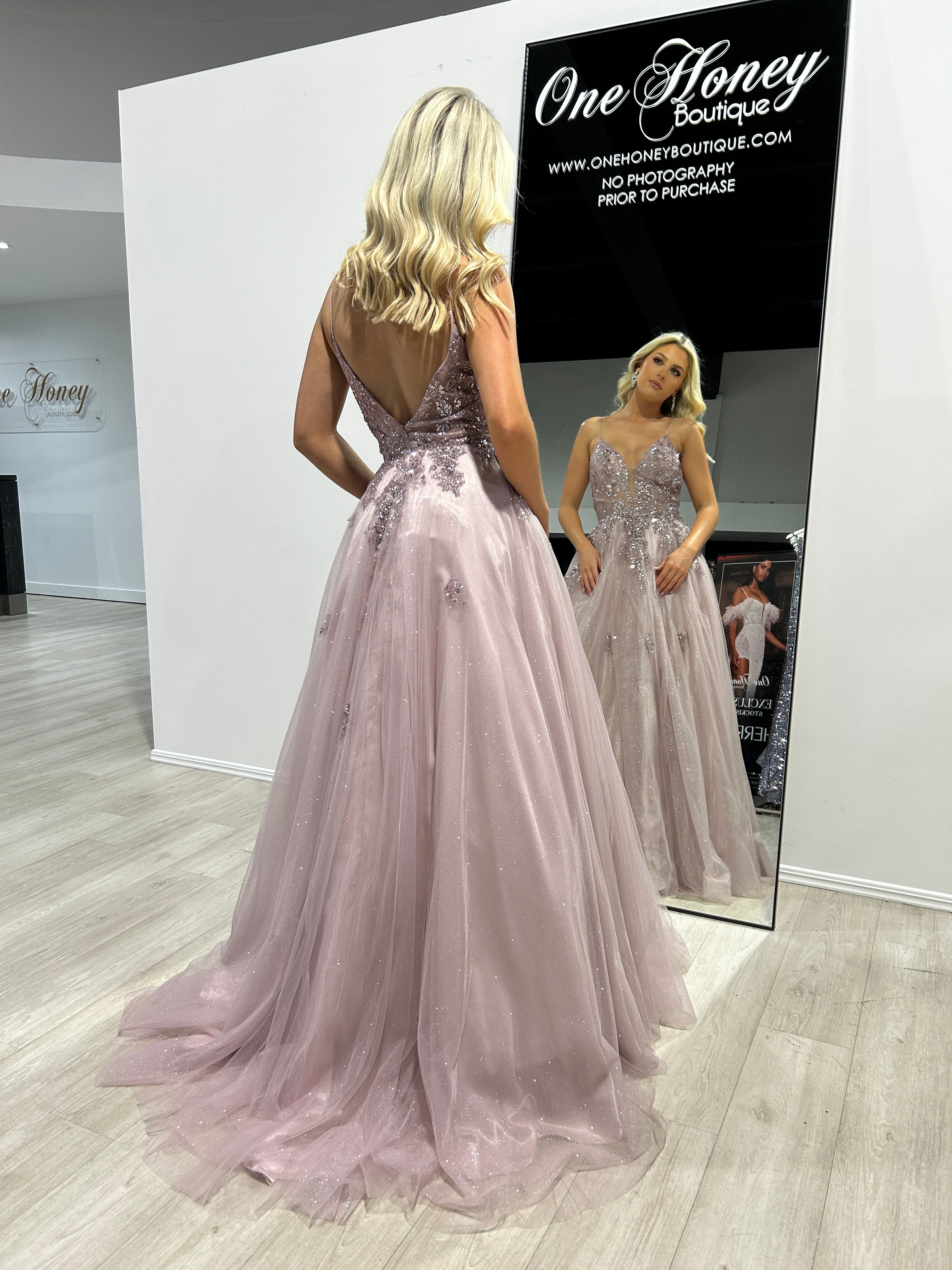 Honey Couture IRENA Dusty Rose Tulle Glitter A-Line Formal Dress, Australian Designer, Prom Dresses, Evening Gowns, Affordable Fashion