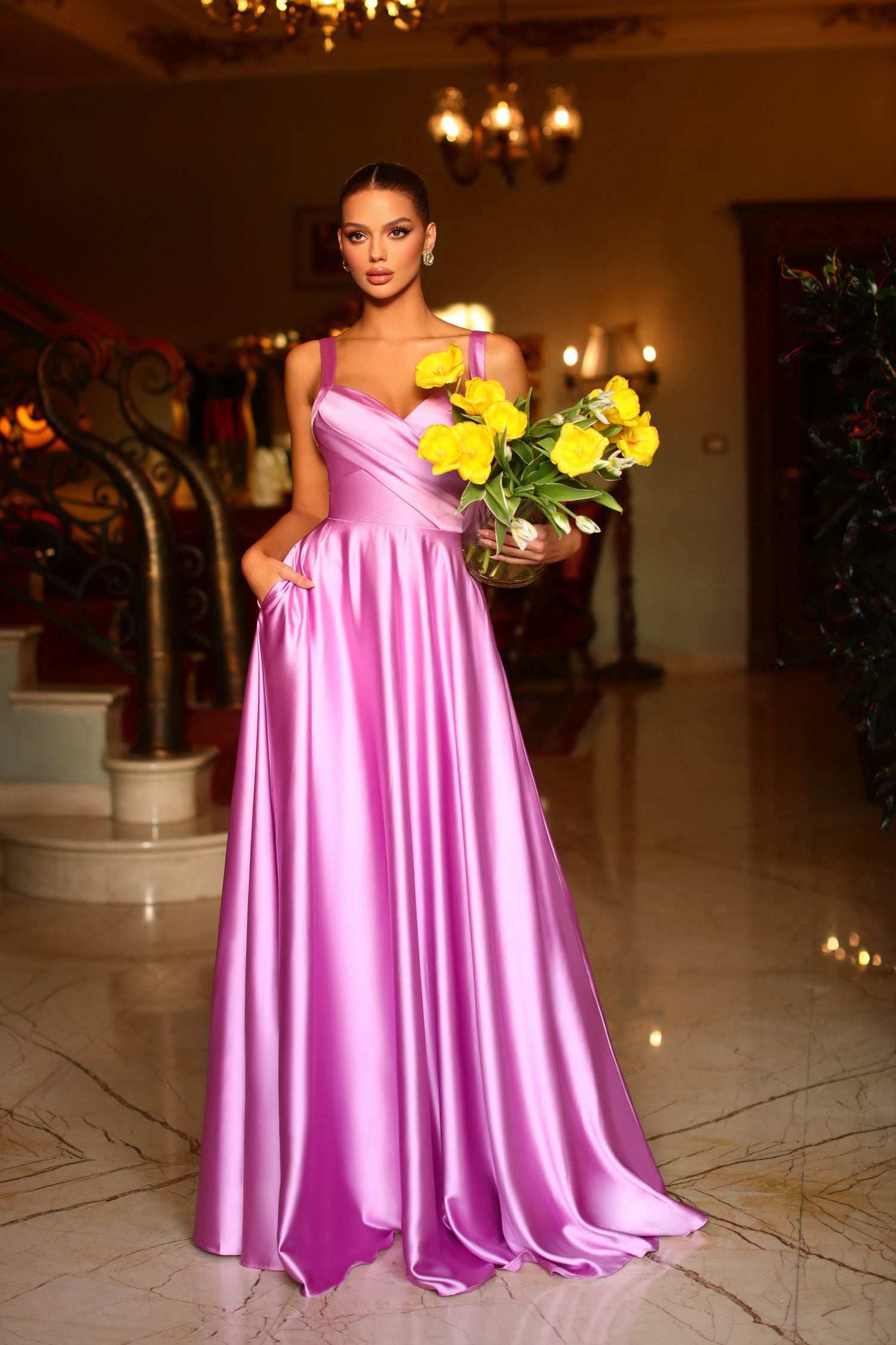Tina Holly Couture BB210 Orchid Satin A Line Formal Dress