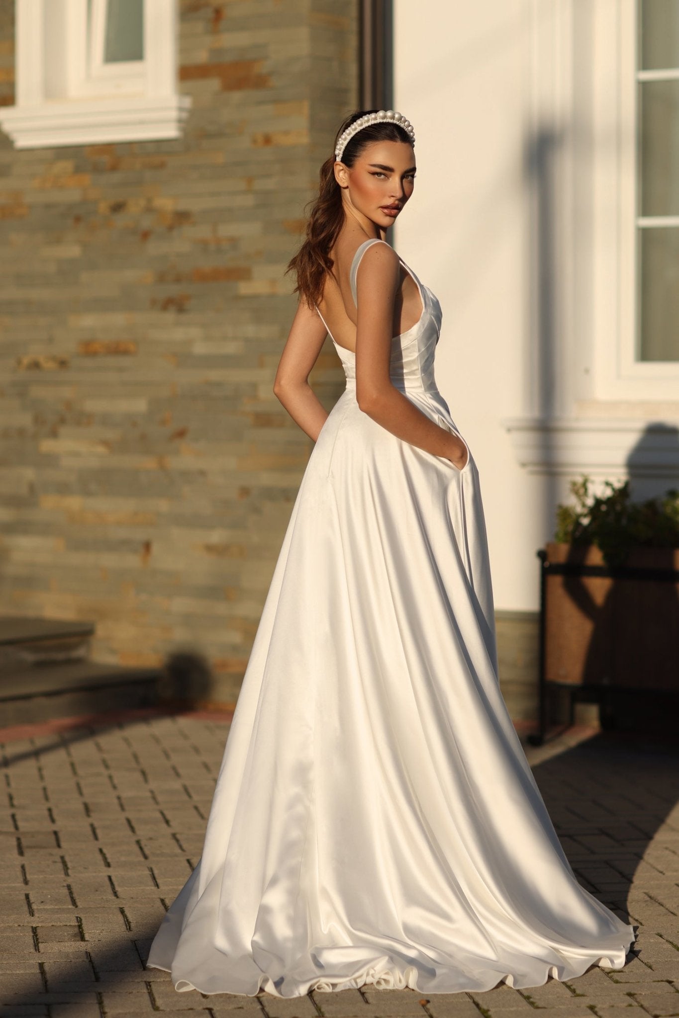 Tina Holly Couture BB210W Off White Satin Ball Gown Bridal Formal Dress in Australia | One Honey Boutique