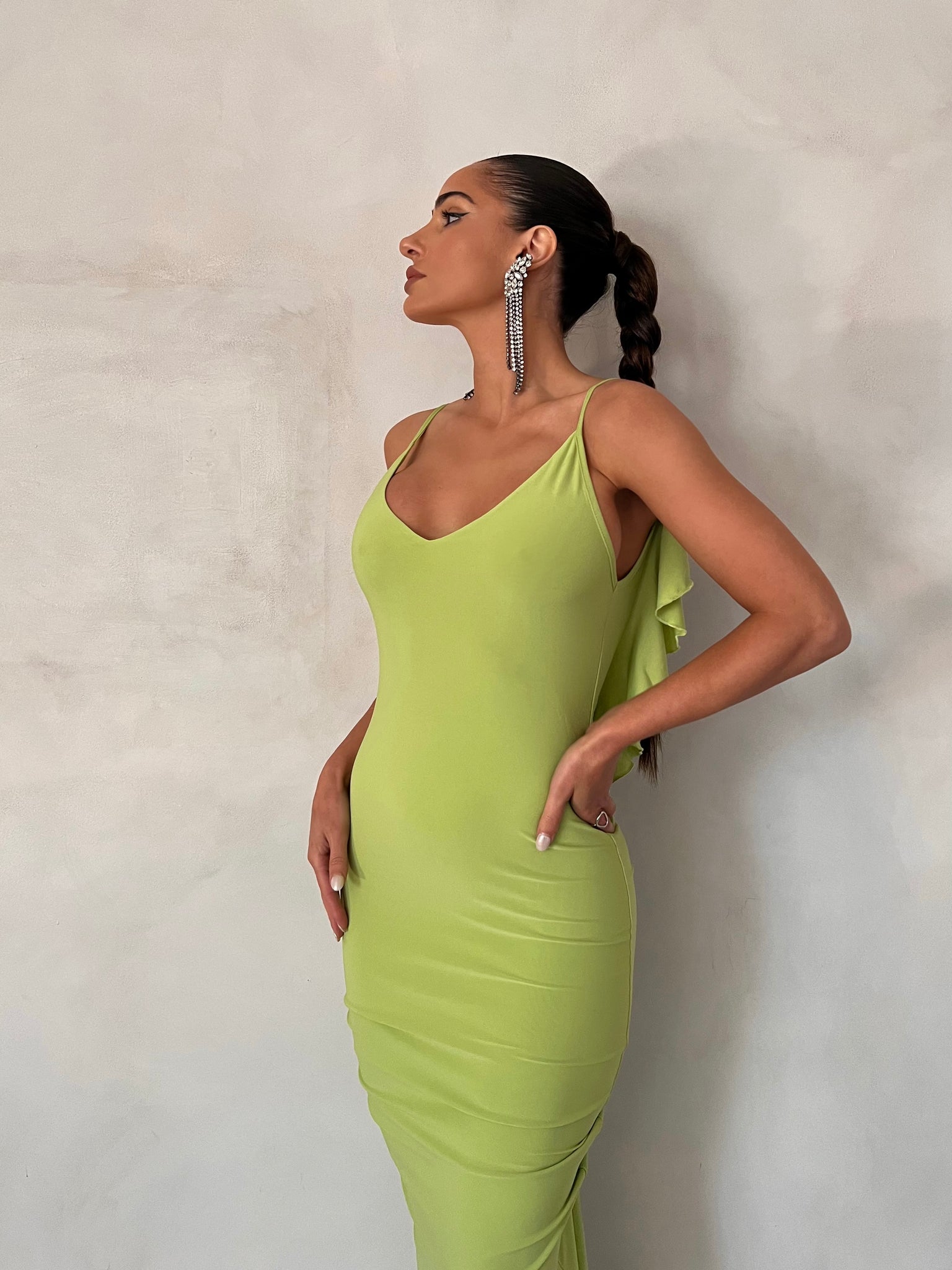 MÉLANI The Label BELLA Lime Low Back Midi Dress