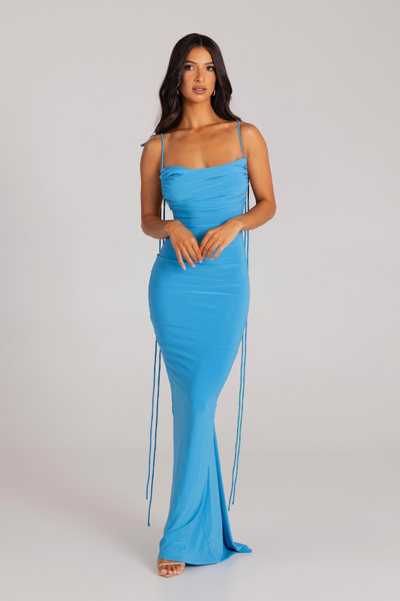 MÉLANI The Label JIANI Low Back Dress in Sky Blue