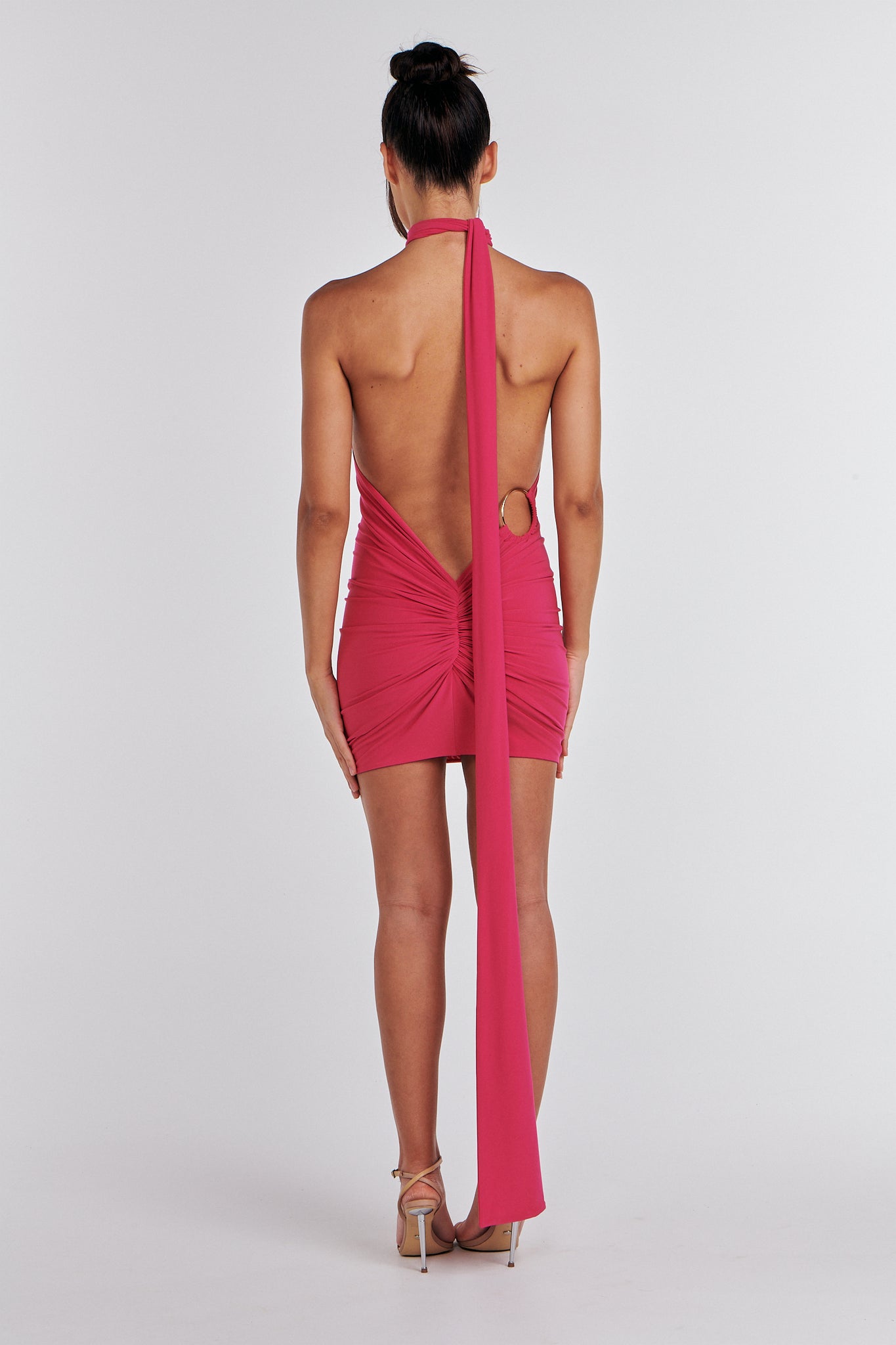 MÉLANI The Label SIANI Magenta Asymmetric Party Dress Mini Dress