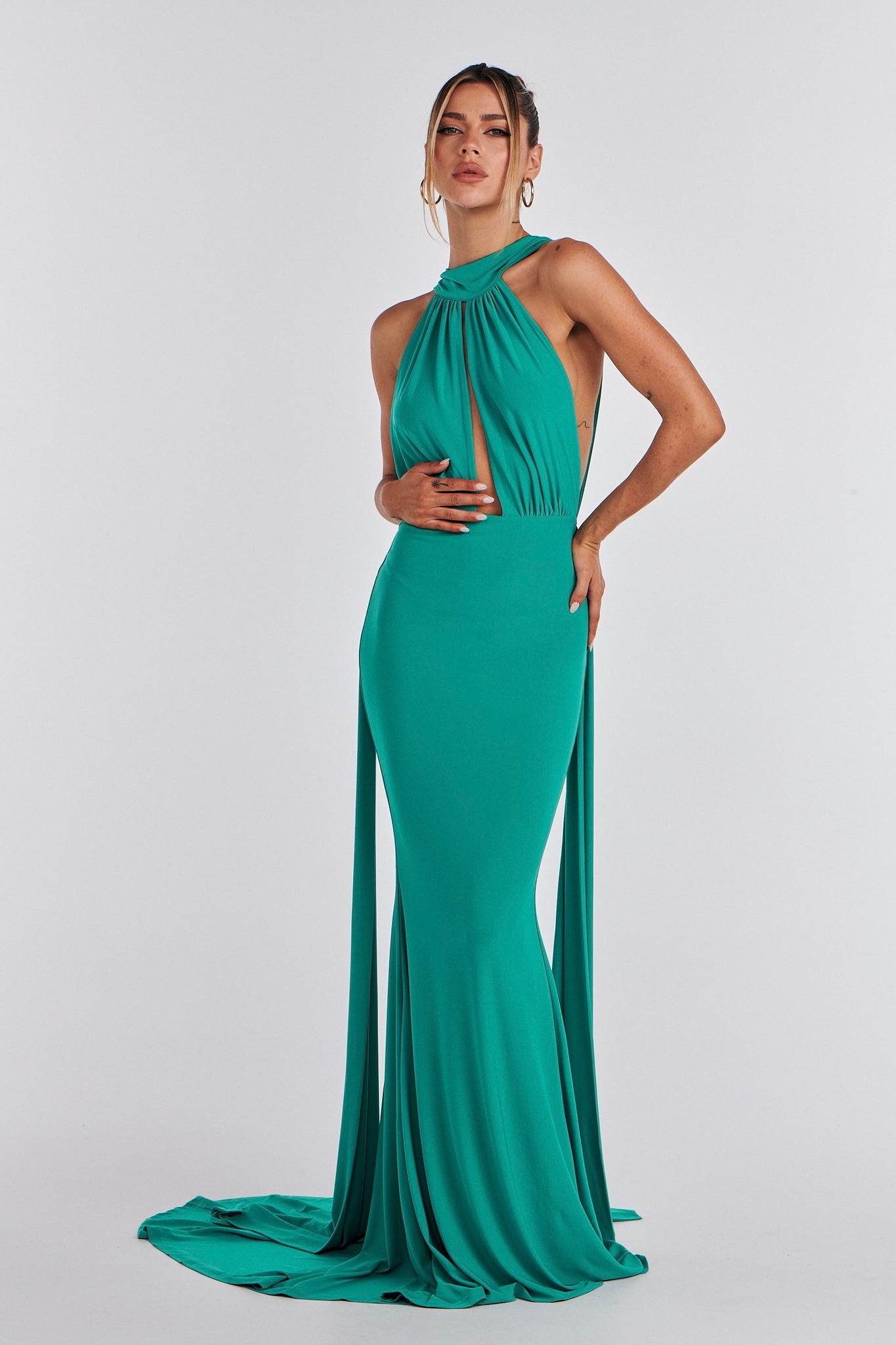 MÉLANI The Label LUCIA Jade Keyhole Neckline Backless Bridesmaid Formal Gown