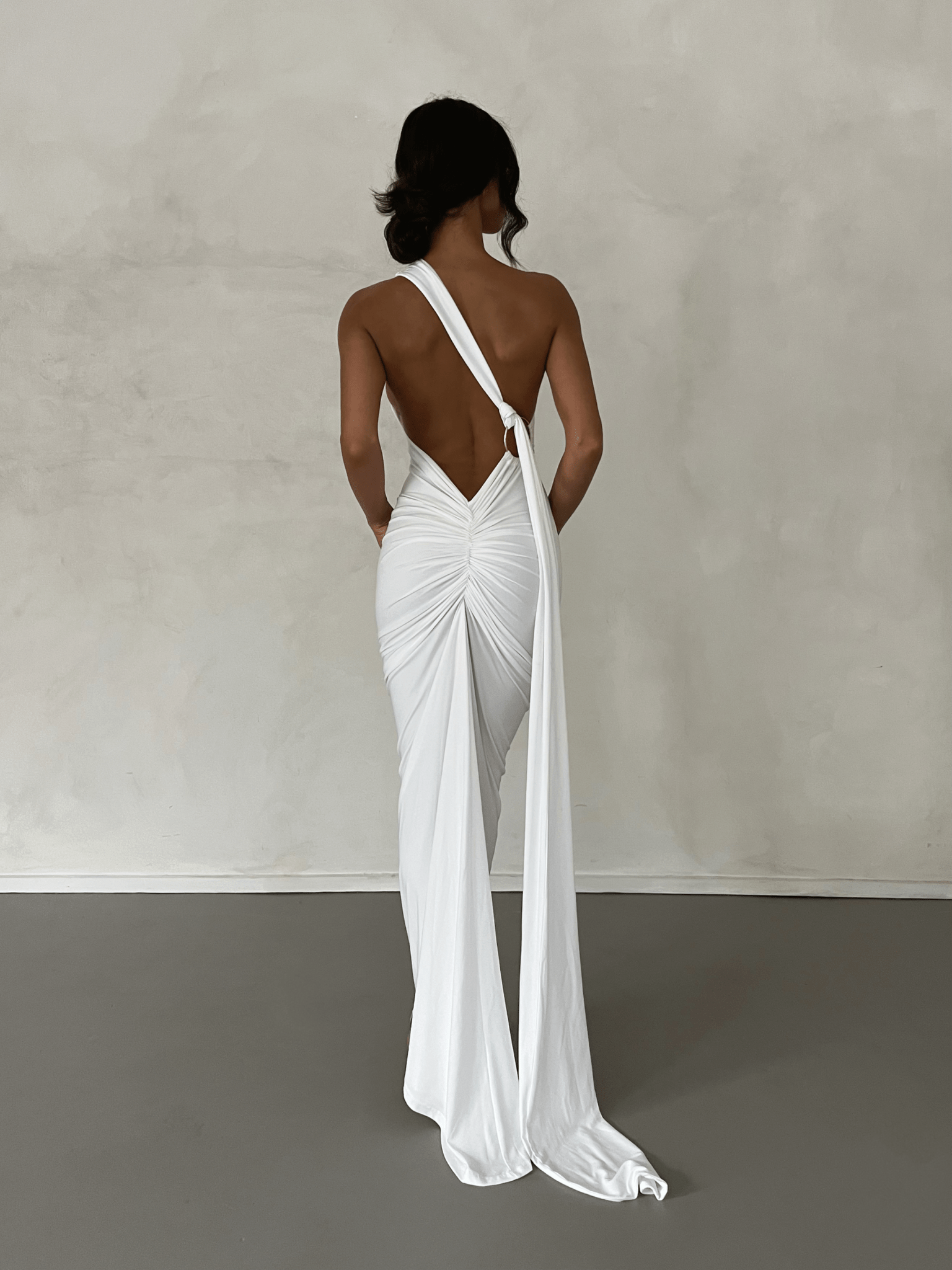 MÉLANI The Label CONSTANTINA Asymmetric Halterneck Midi Dress in Australia | One Honey Boutique