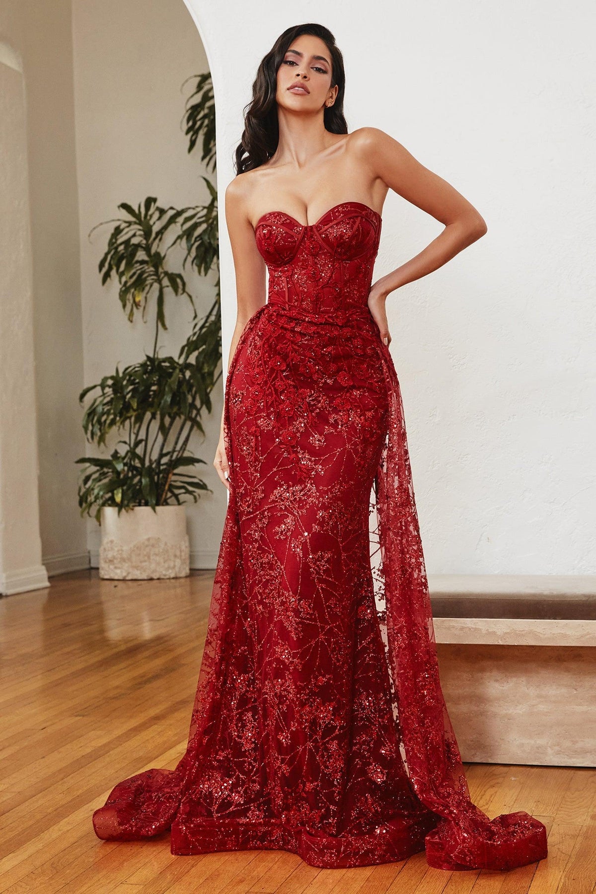 ASTRA Glitter Strapless Corset Overskirt Formal Dress